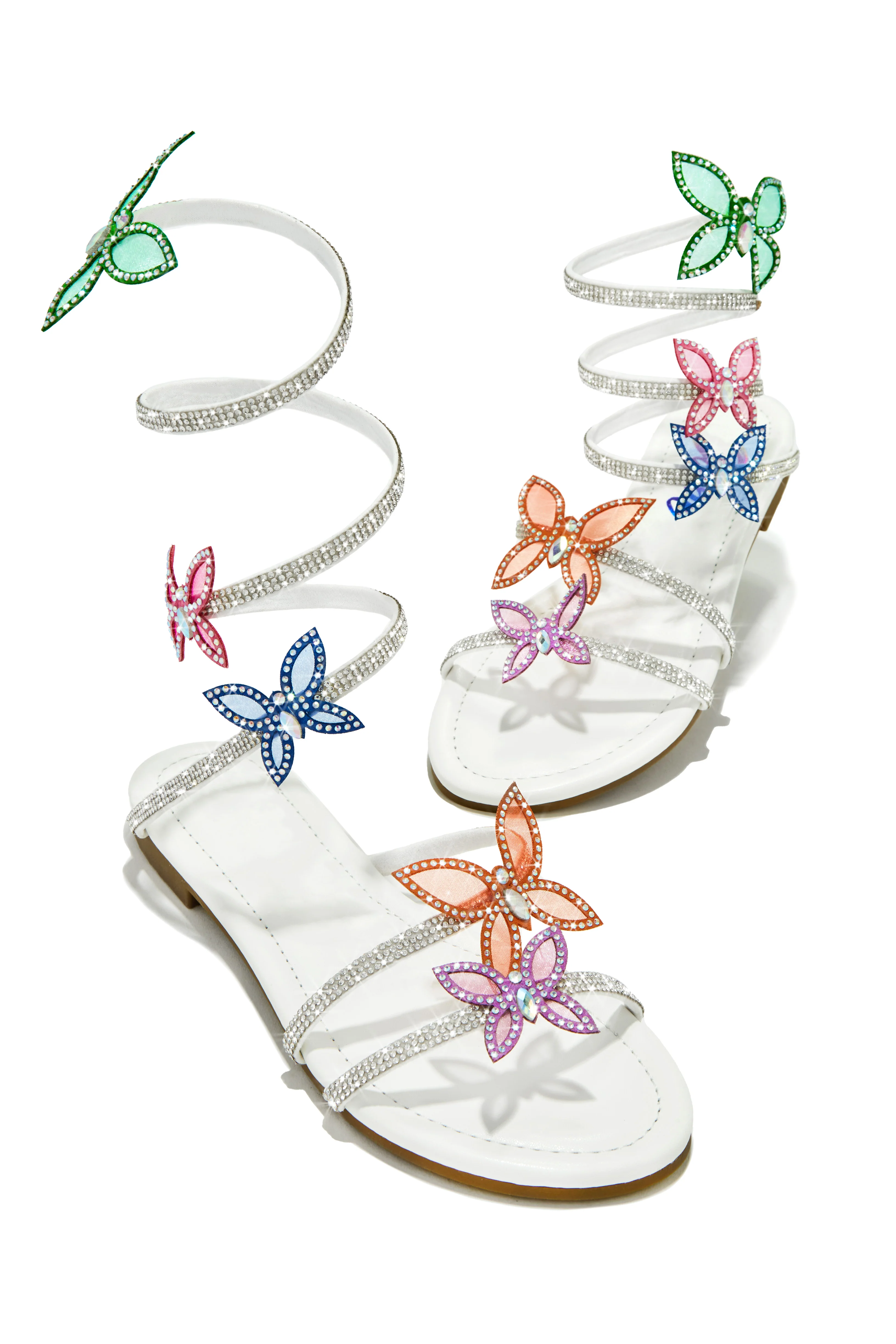 Fantasy Embellished Around The Ankle Coil Sandals - White - Image 5