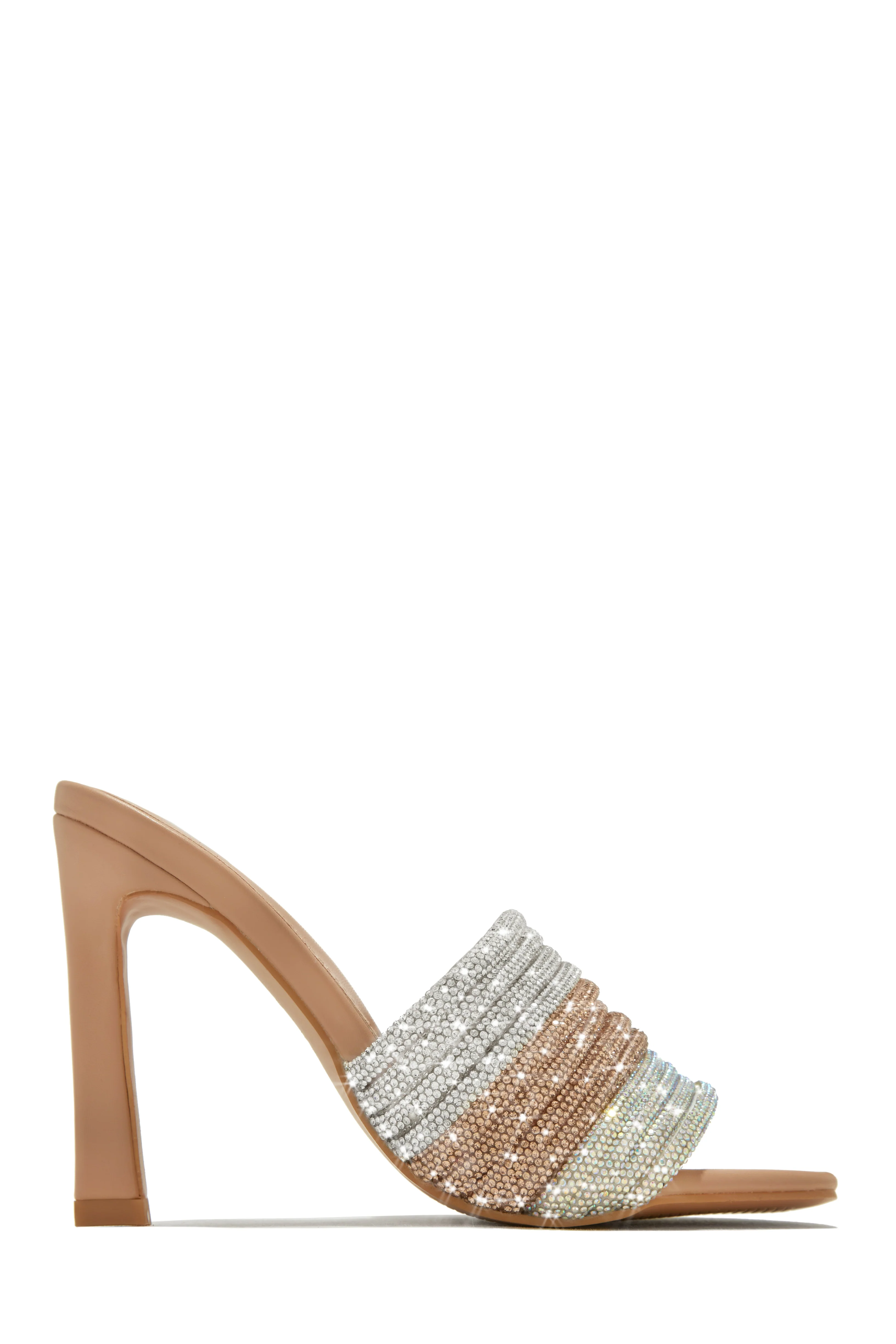 Feeling Myself Embellished High Heel Mules - Nude - Image 7