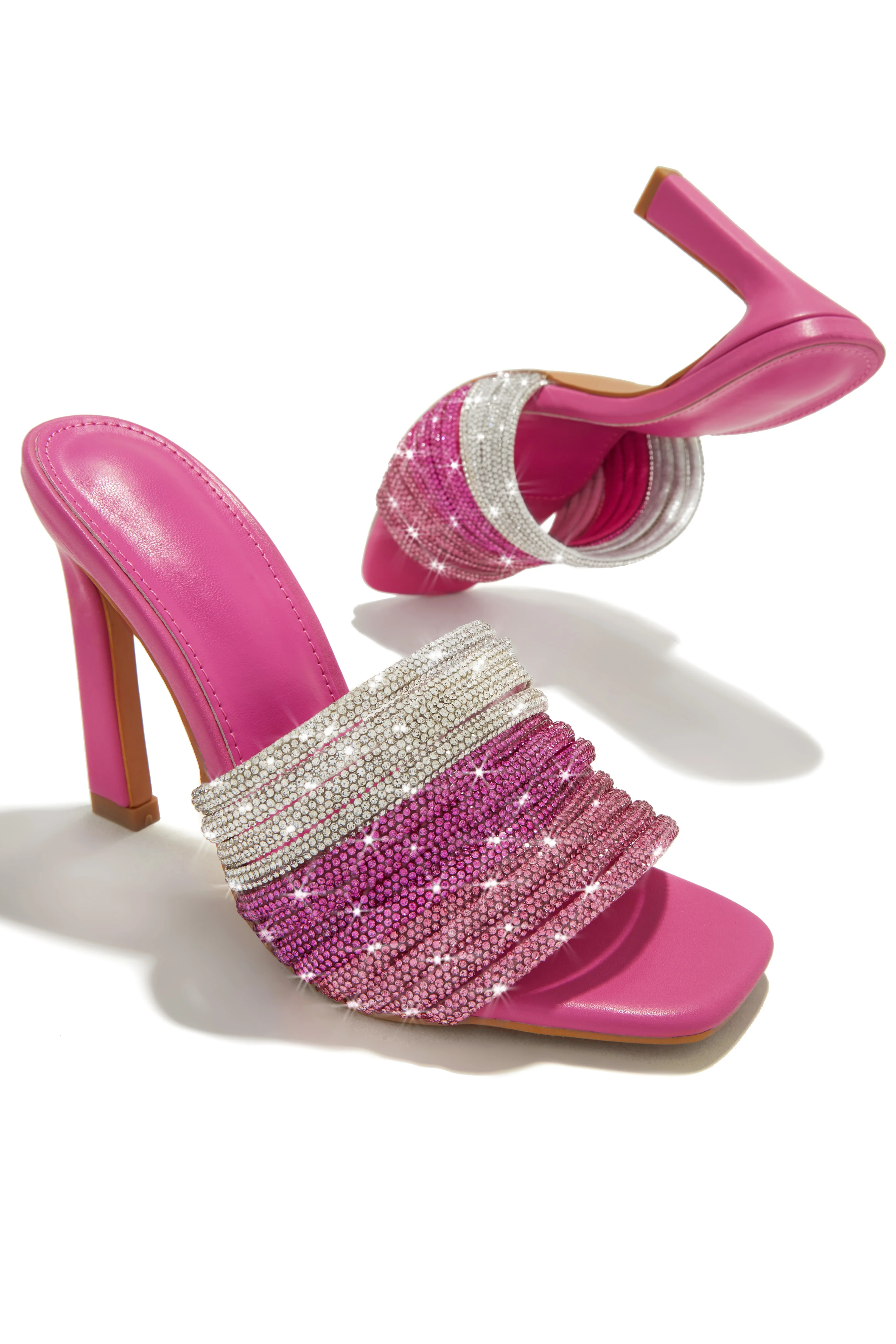 Feeling Myself Embellished High Heel Mules - Pink - Image 2