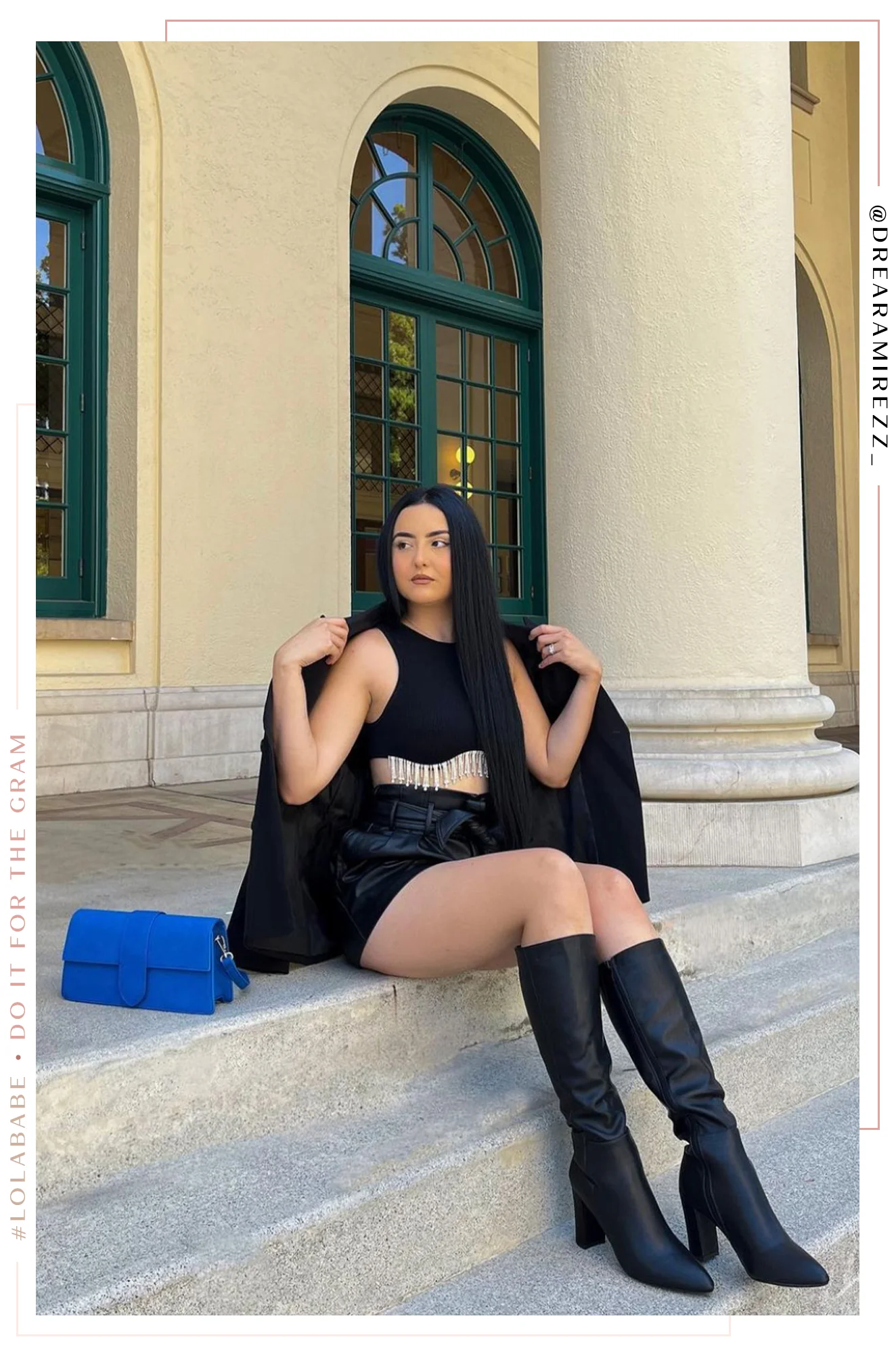 Fine Time Block Heel Knee High Boots - Black - Image 7