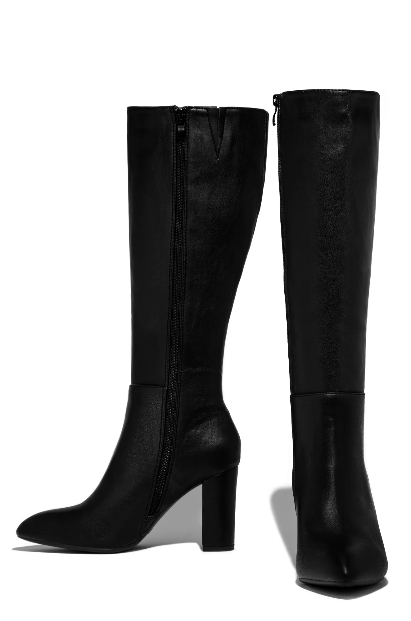 Fine Time Block Heel Knee High Boots - Black - Image 9