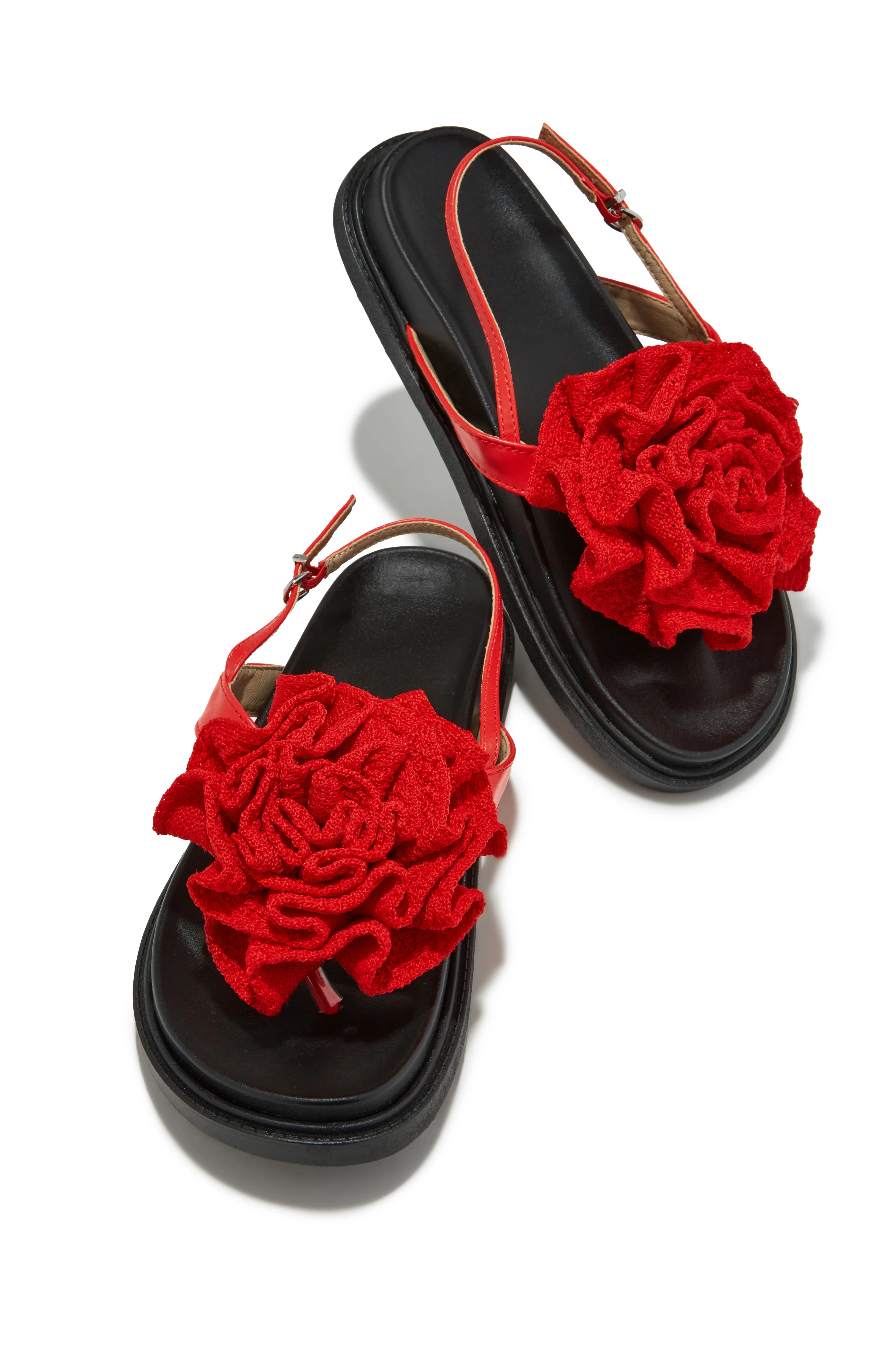 Florence Flower Chunky Sandals - Red - Image 6