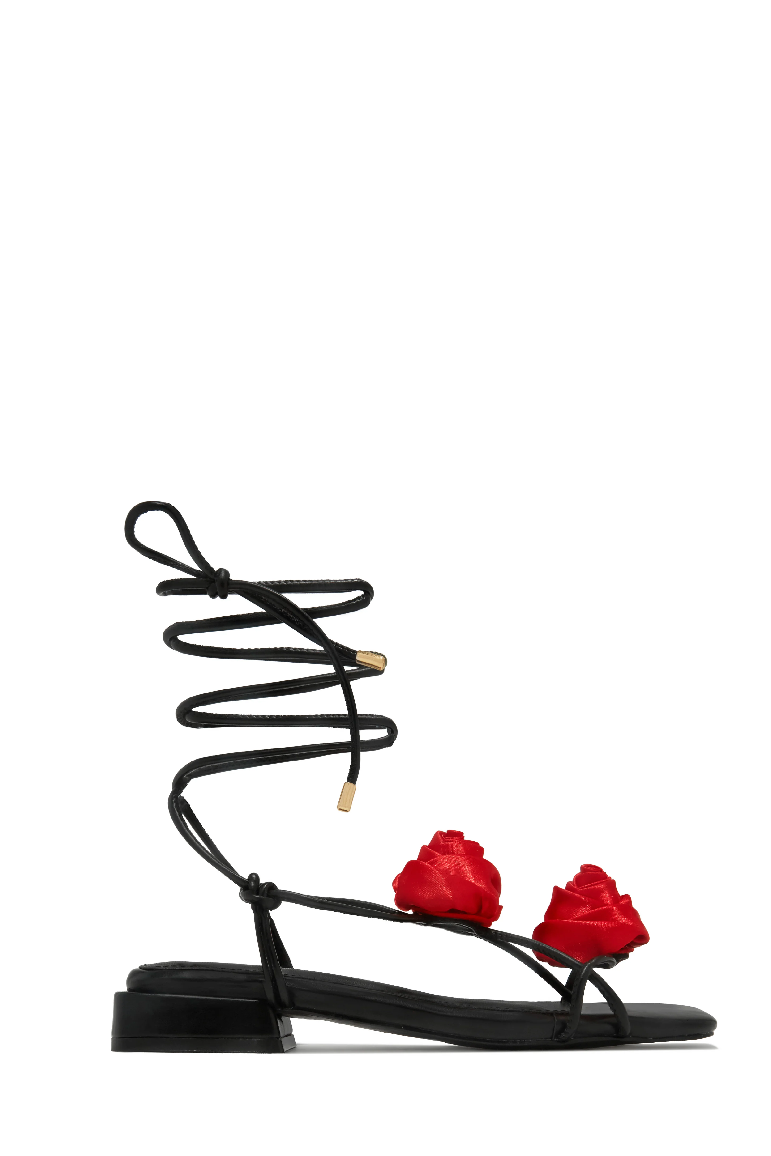Forever Rose Floral Sandals - Black Red - Image 5