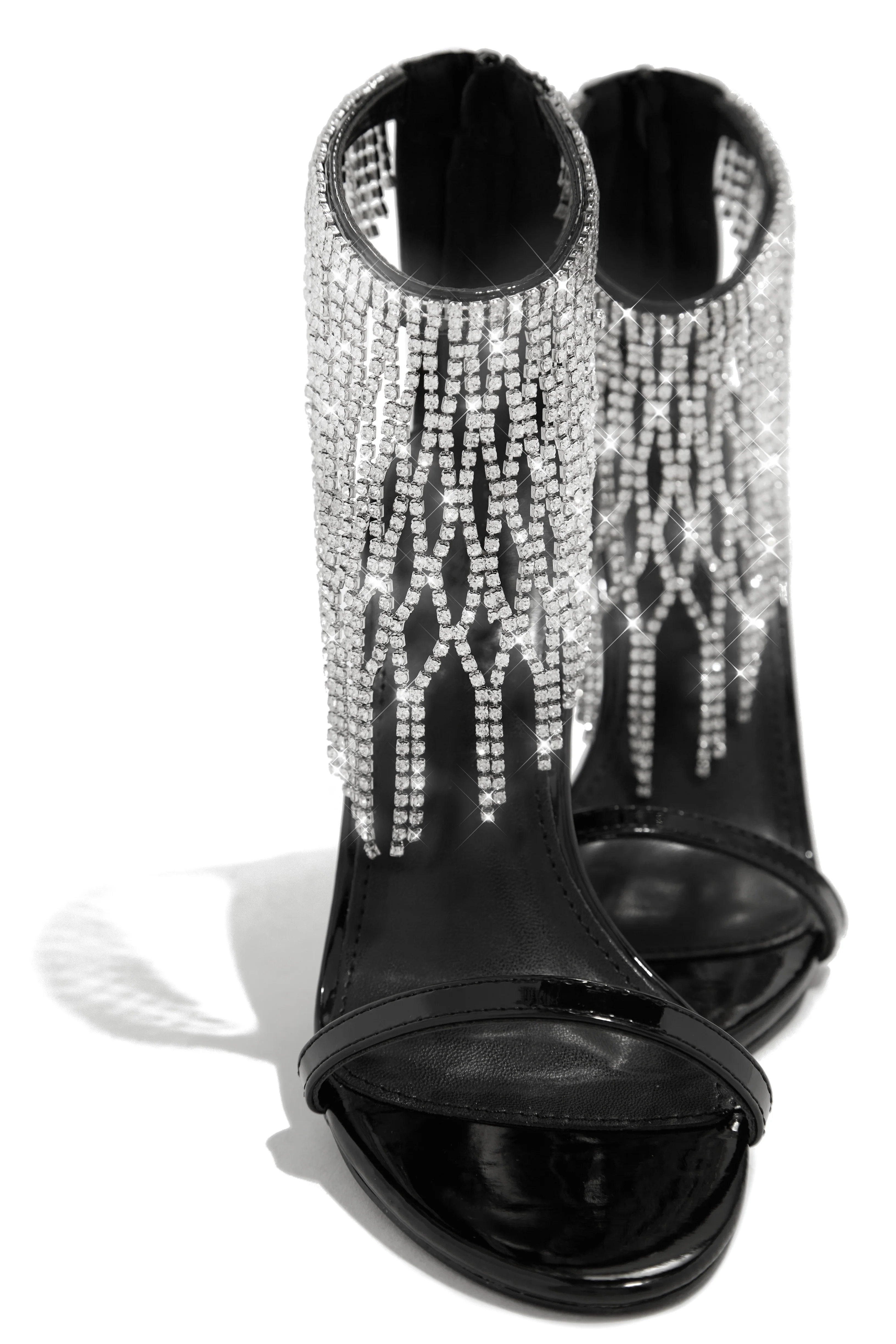 Formal Icon Embellished Dangle Heels - Black - Image 2