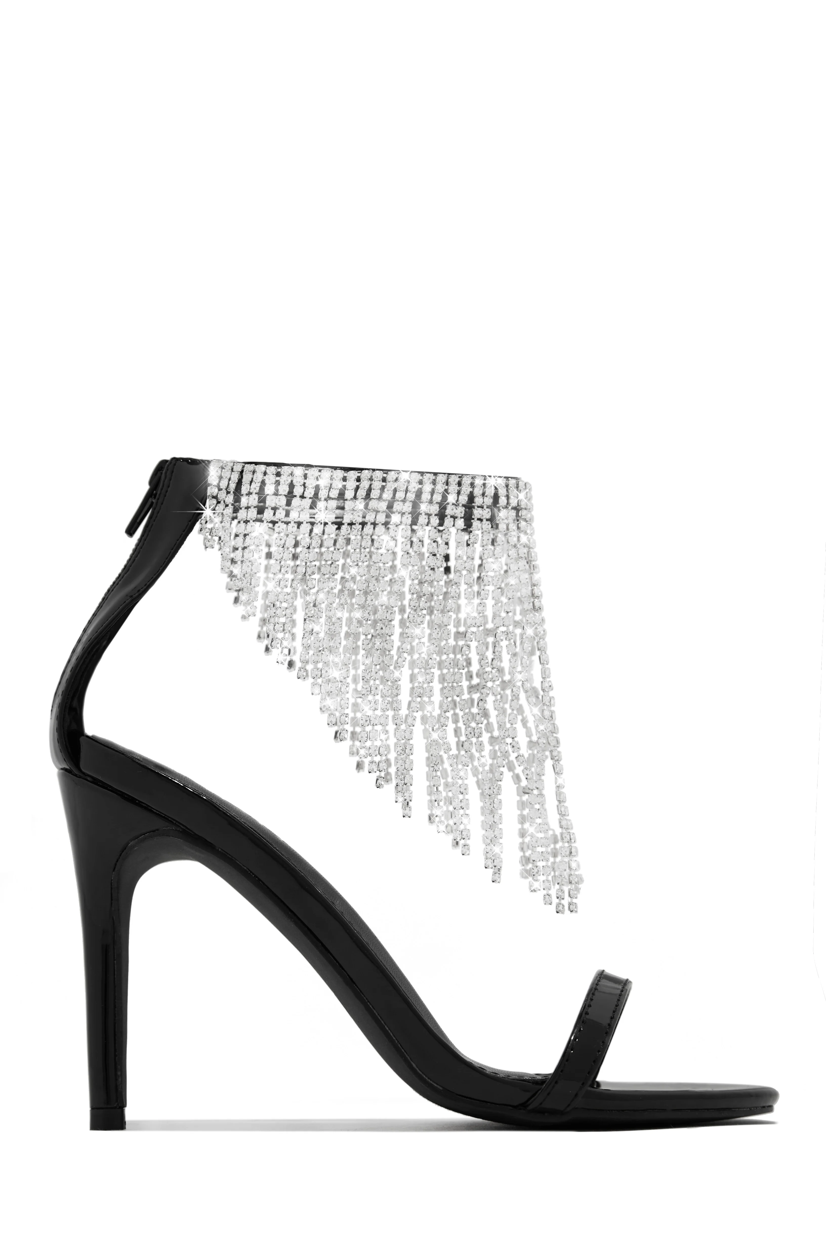 Formal Icon Embellished Dangle Heels - Black - Image 4