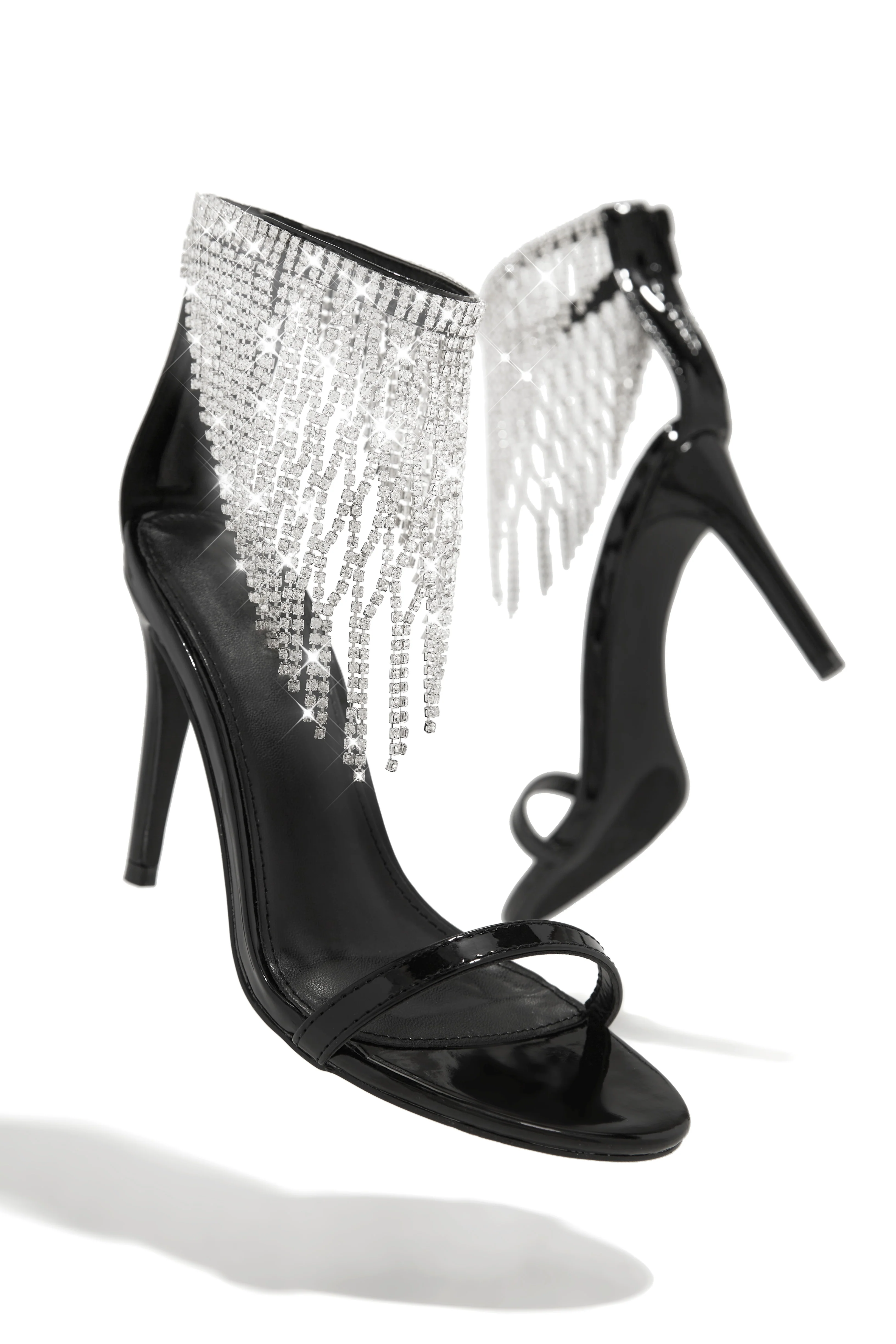 Formal Icon Embellished Dangle Heels - Black - Image 5