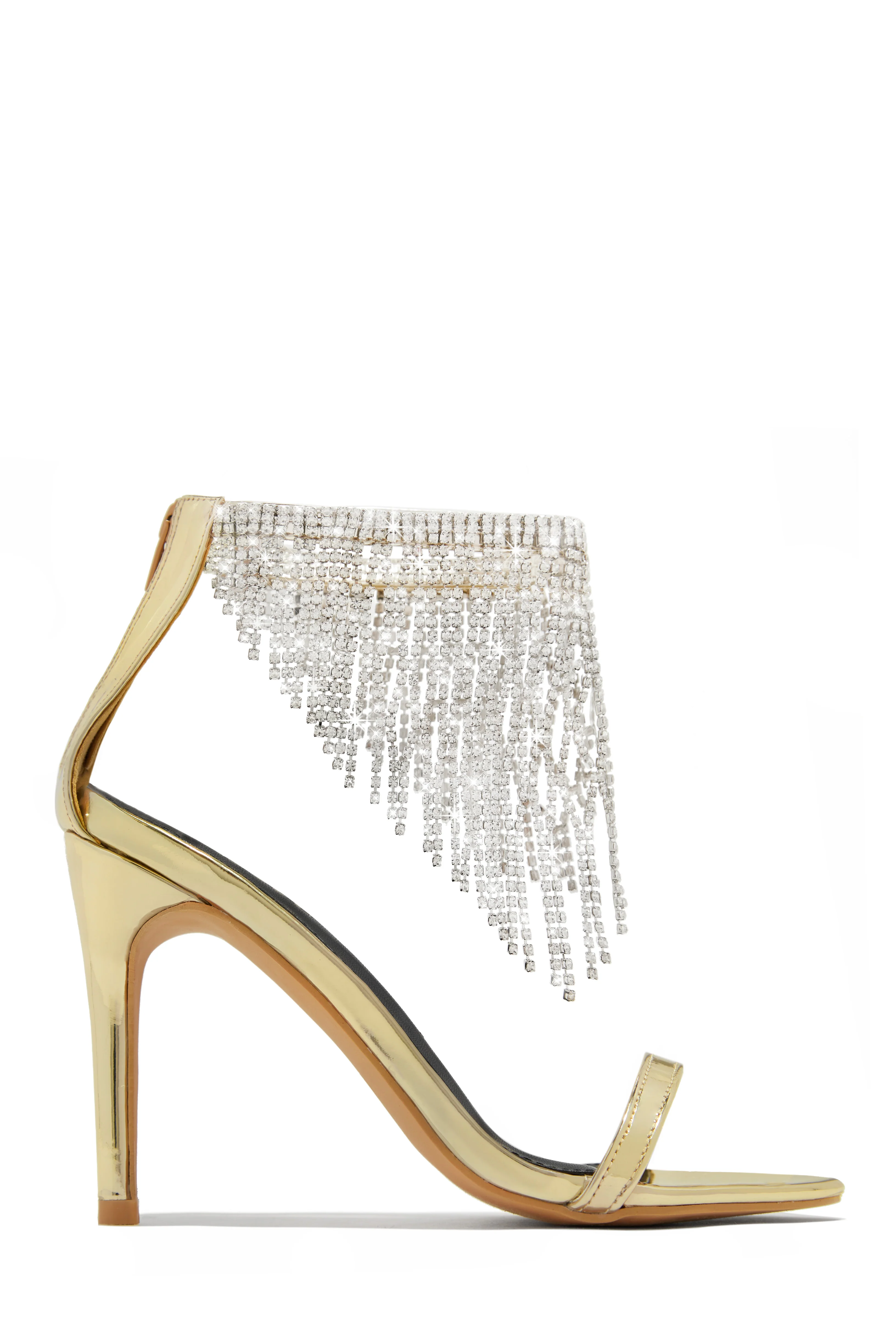Formal Icon Embellished Dangle Heels - Gold - Image 5