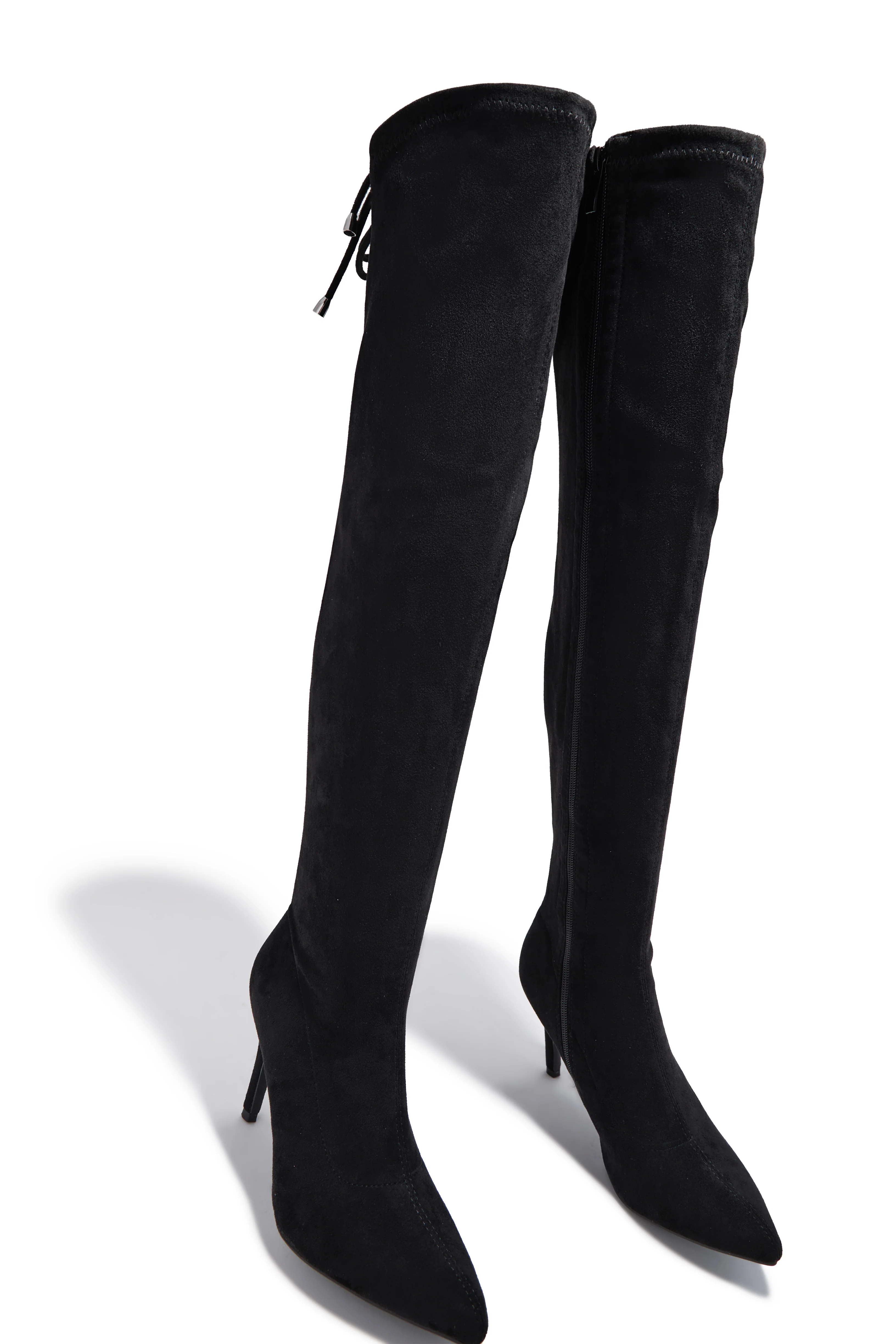 Gigi Over The Knee Heel Boots - Black Suede - Image 4
