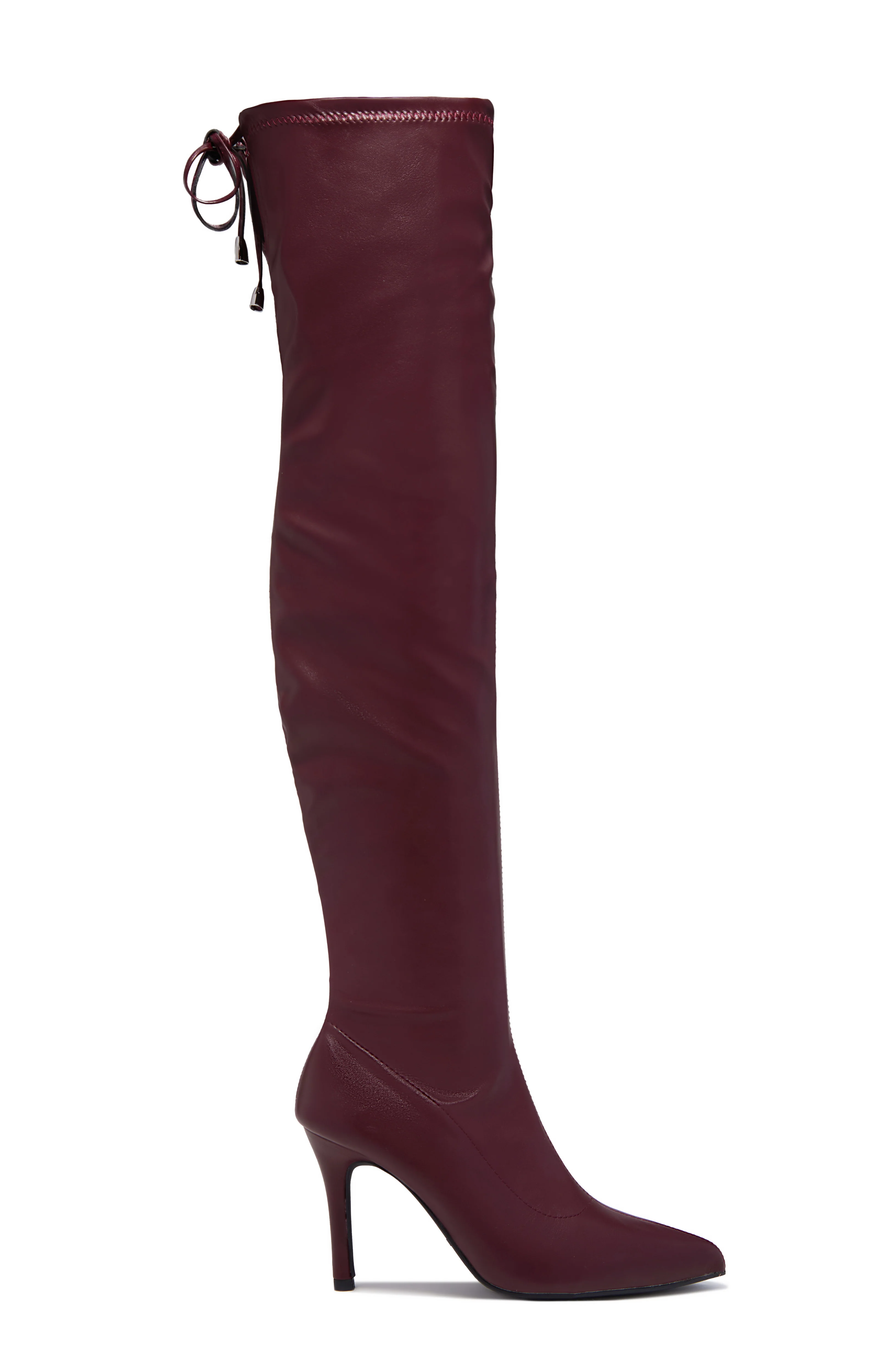 Gigi Over The Knee Heel Boots - Wine PU - Image 6