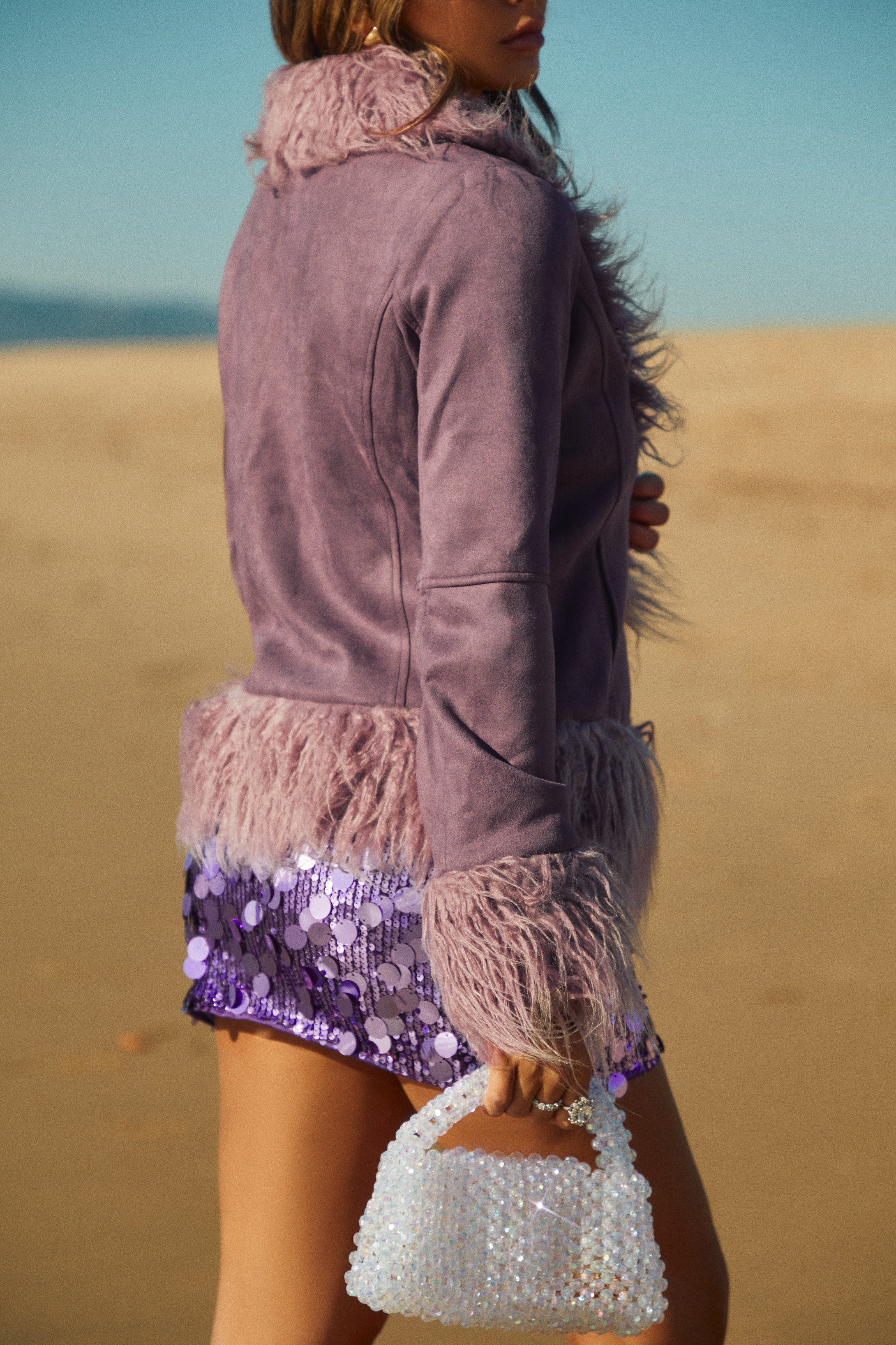 Giovana Faux Fur Coat - Purple - Image 4