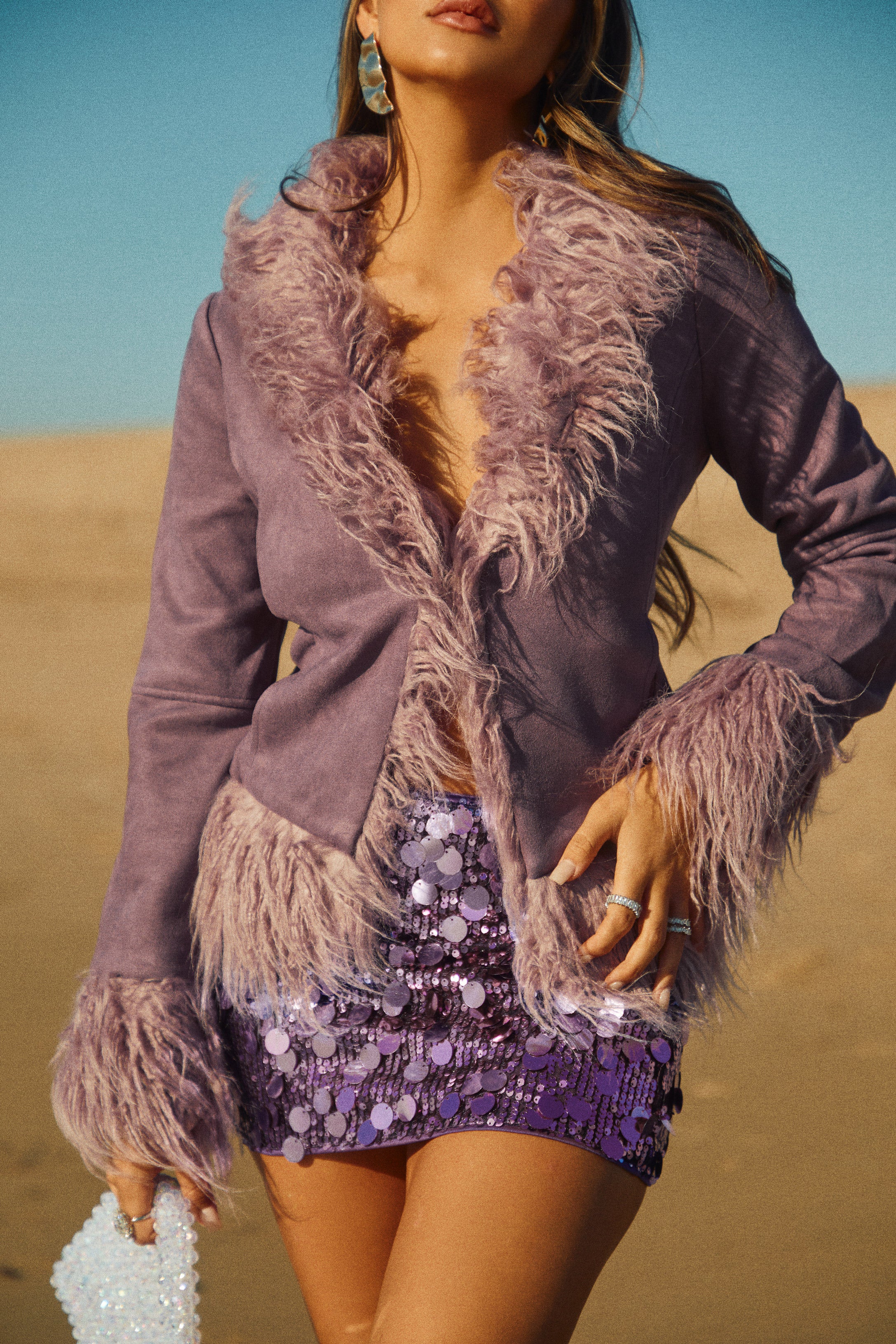 Giovana Faux Fur Coat - Purple - Image 7