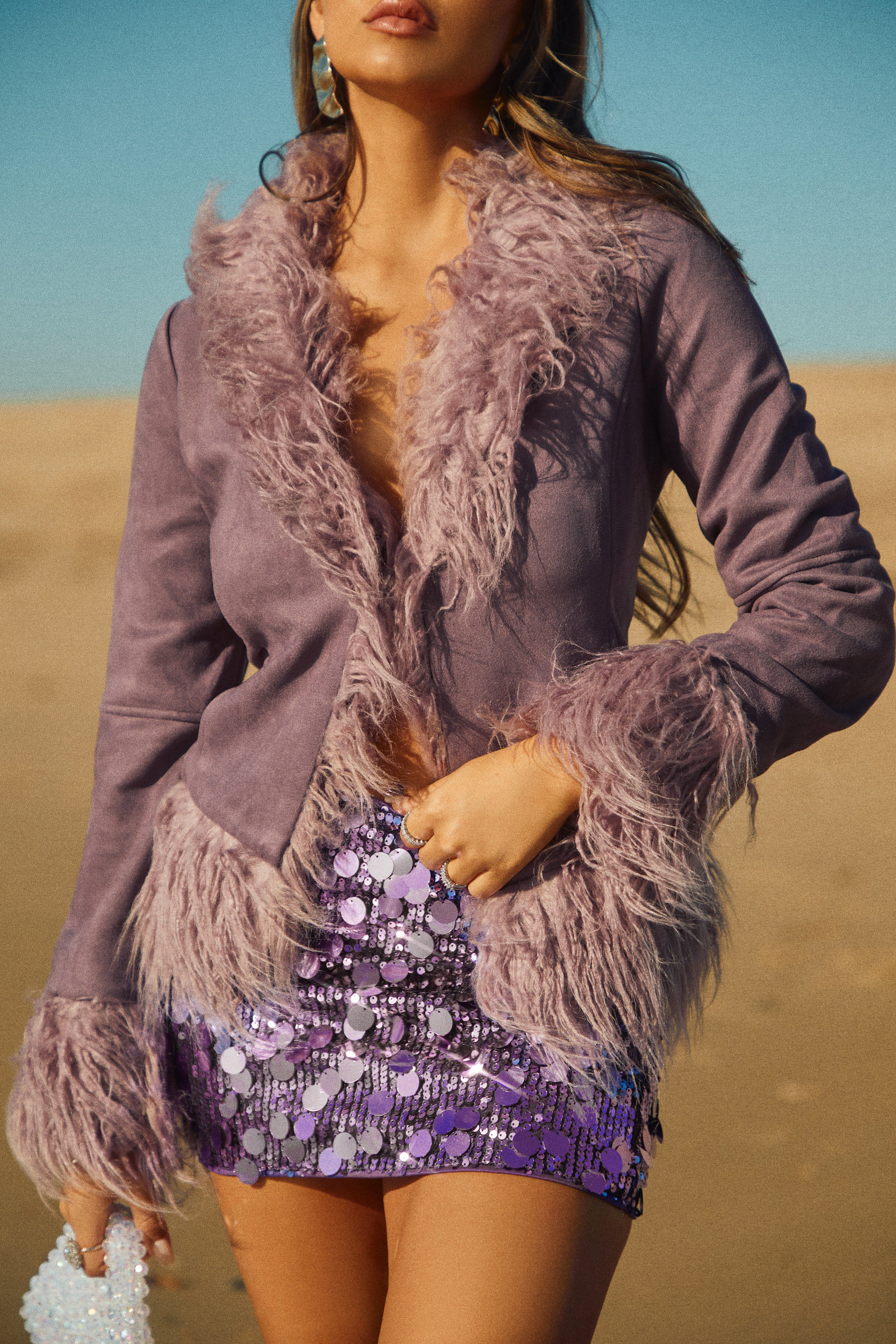 Giovana Faux Fur Coat - Purple - Image 8