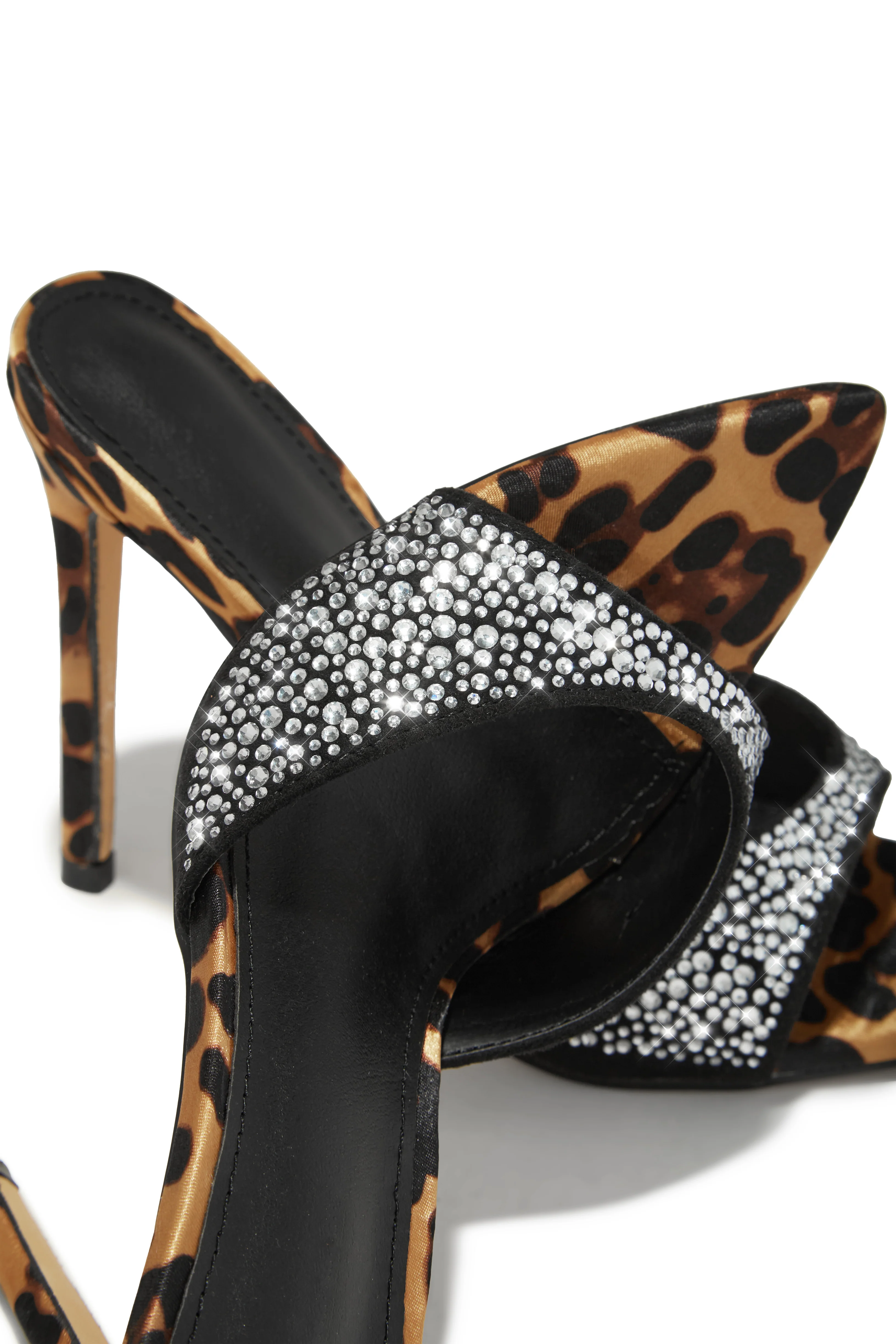 Halle Embellished High Heel Mules - Leopard - Image 3