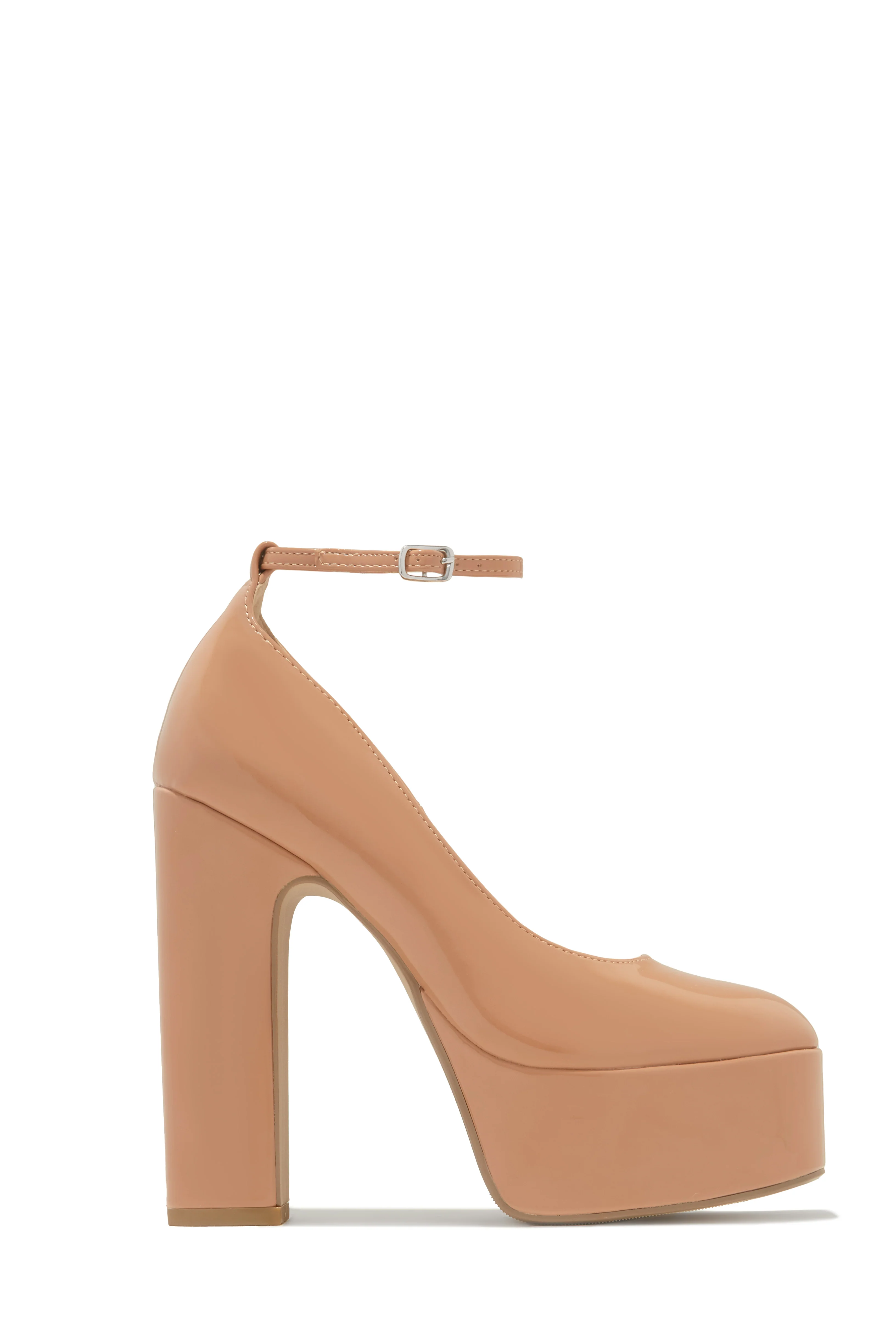 Hanna Platform Block Heels - Nude - Image 5