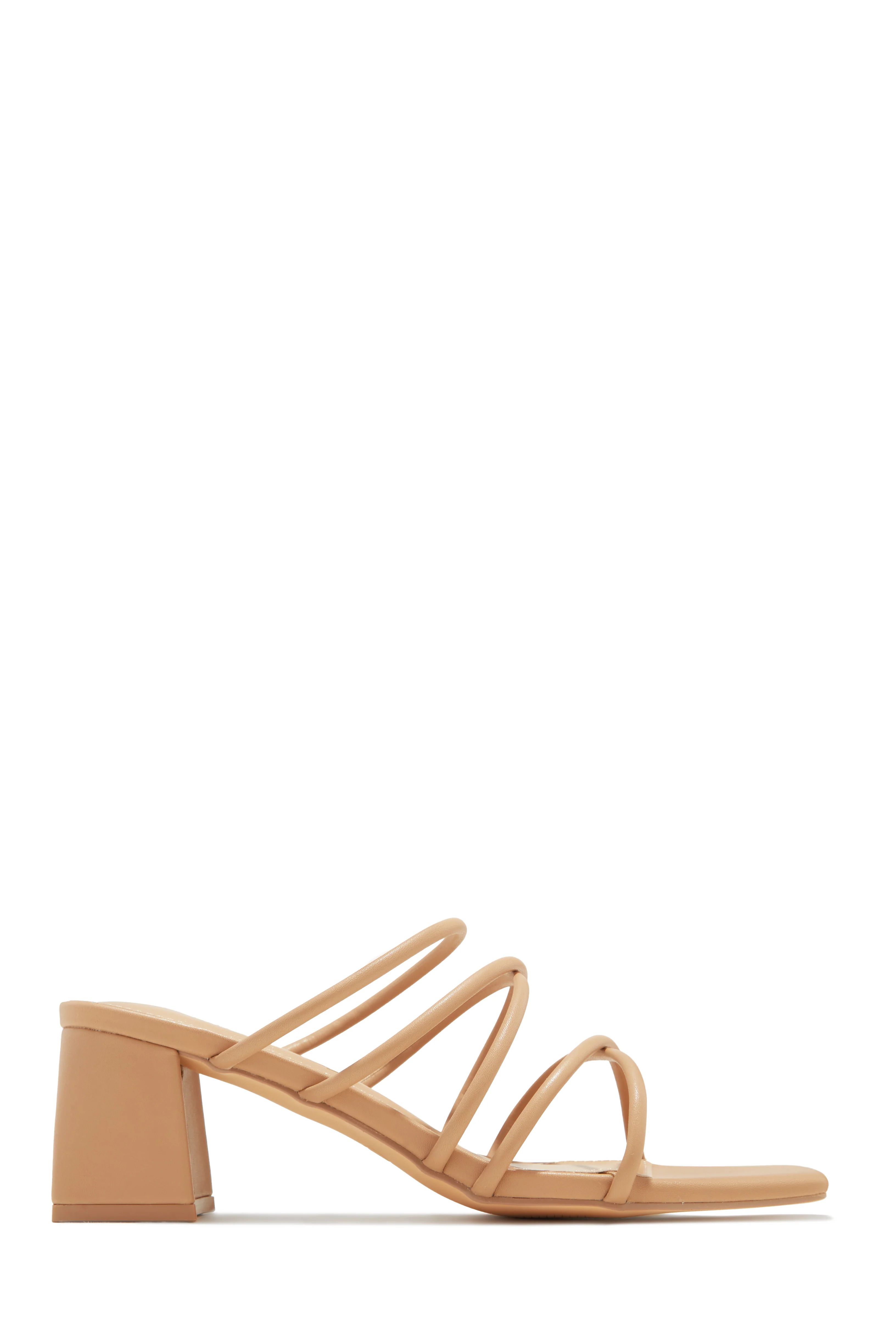 Hannah Block Mid Heel Mules - Nude - Image 5