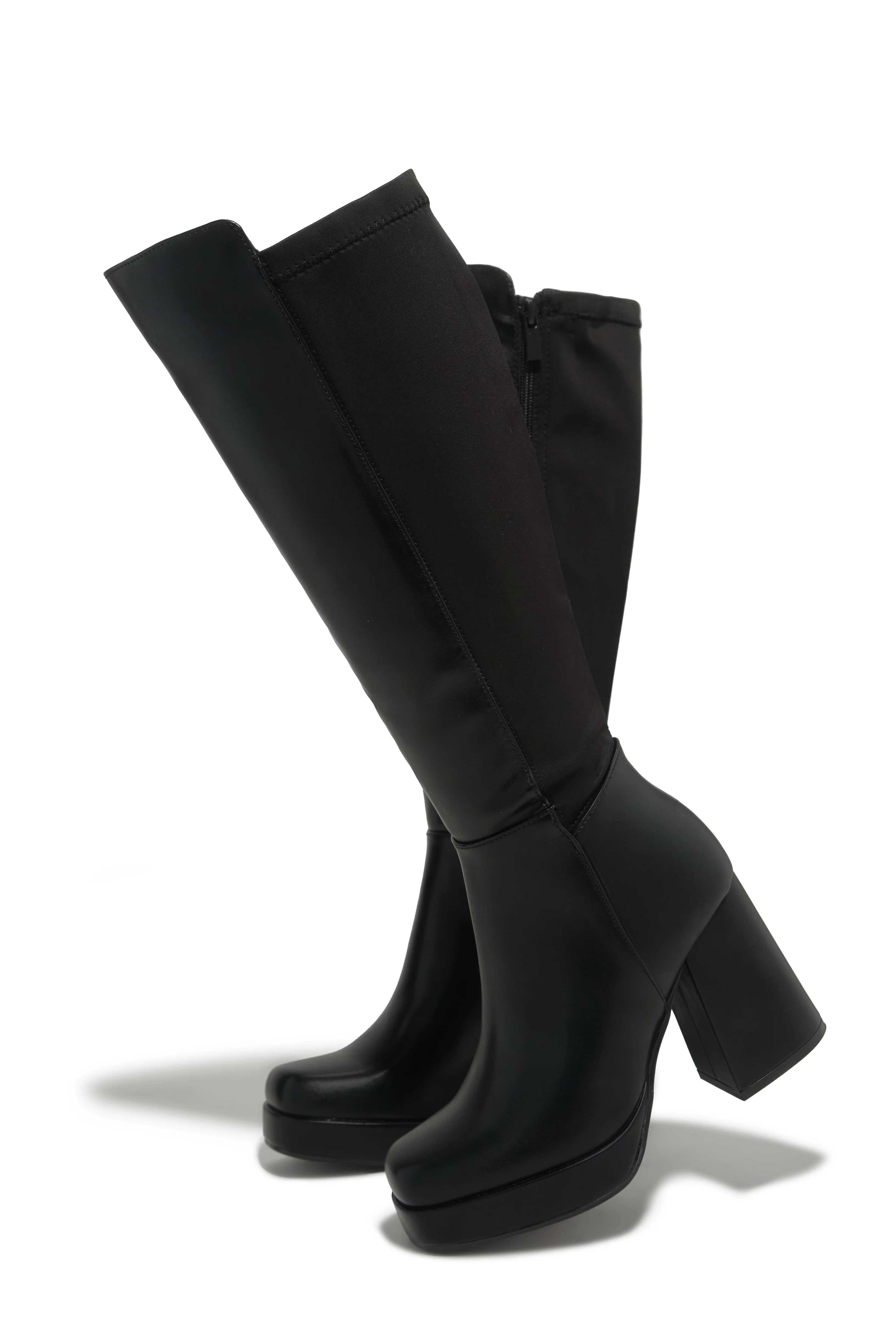 Harley Platform Block Heel Boots - Black - Image 2