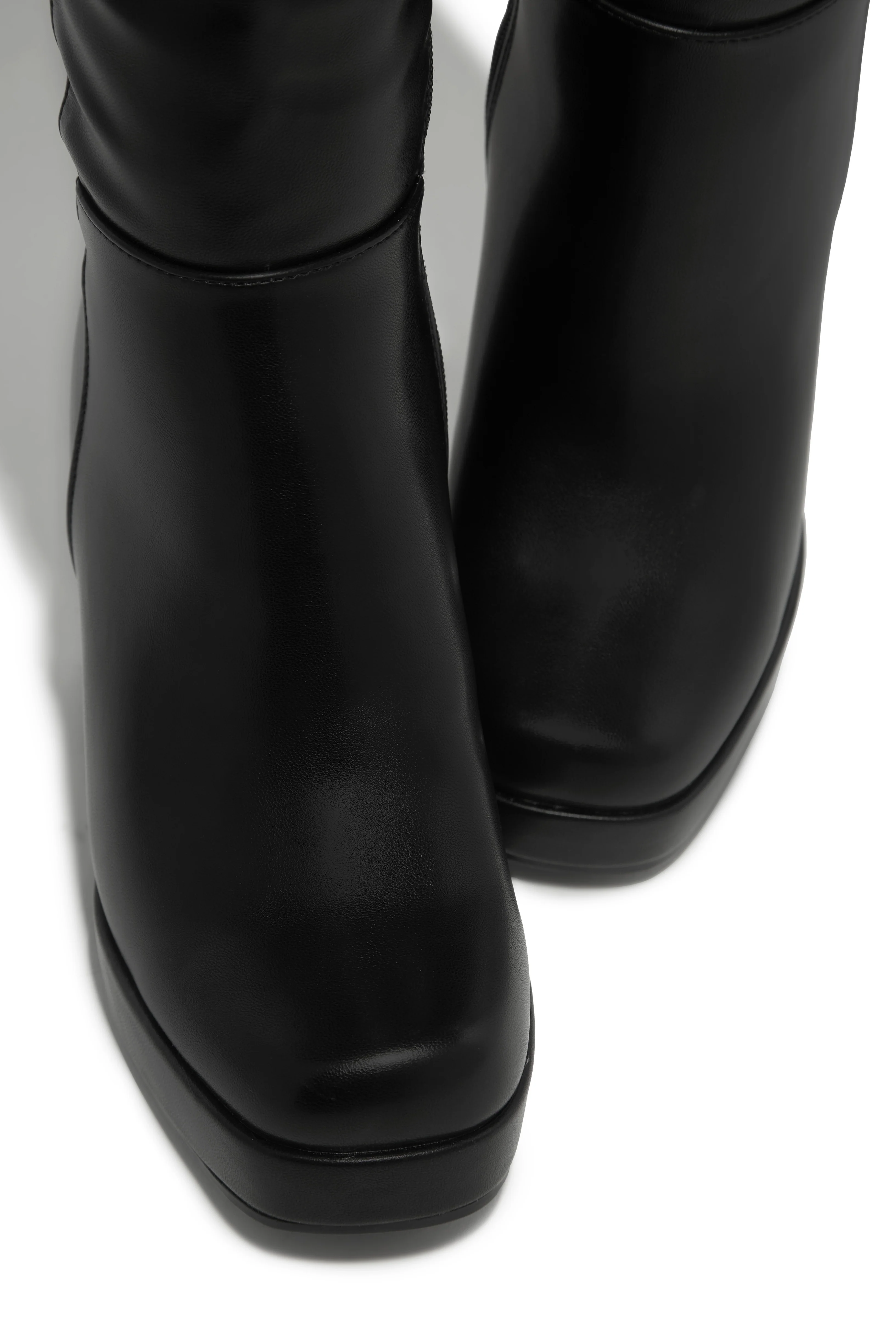 Harley Platform Block Heel Boots - Black - Image 3
