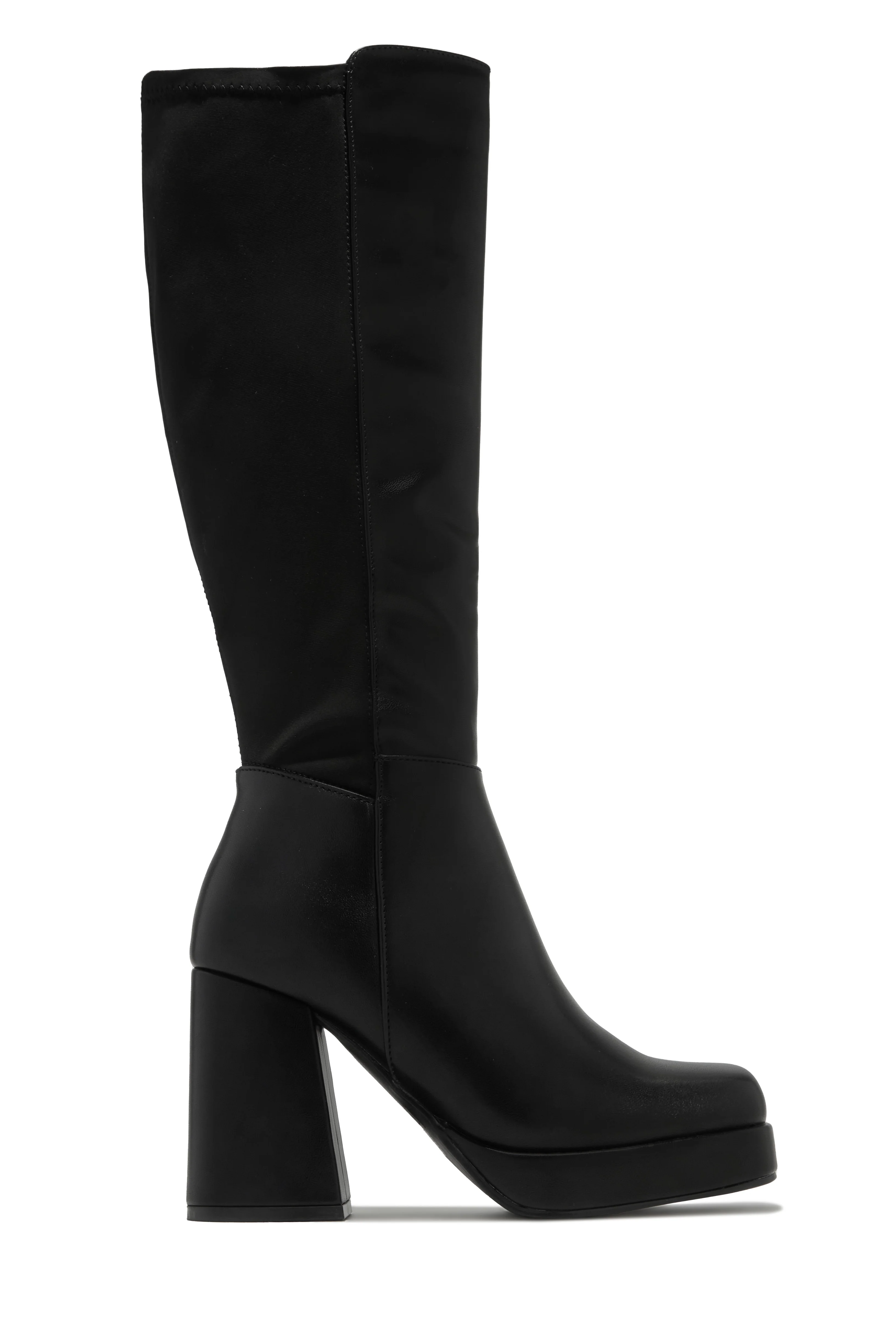Harley Platform Block Heel Boots - Black - Image 5