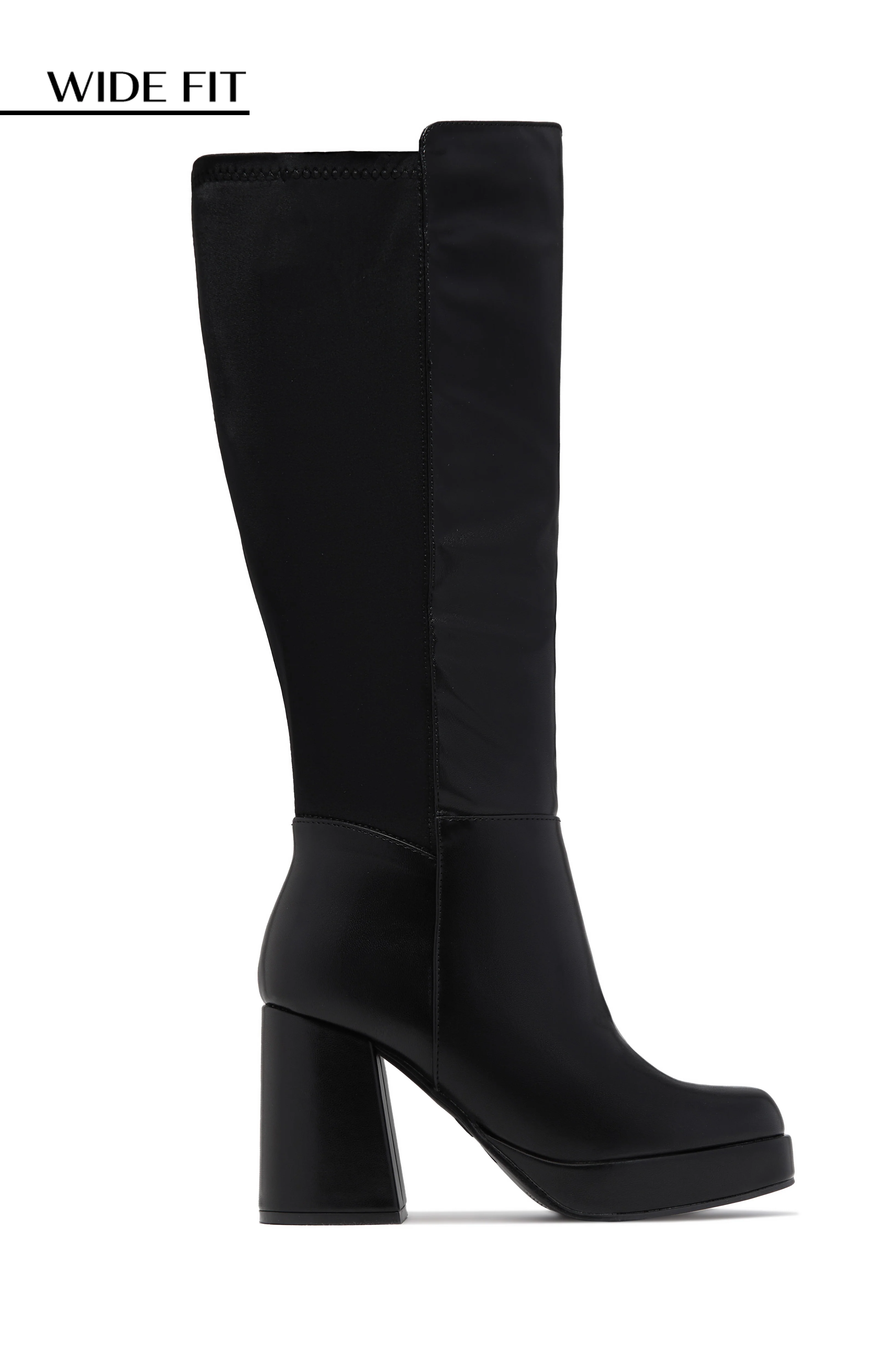 Harley Wide Fit Platform Block Heel Boots - Black - Image 4