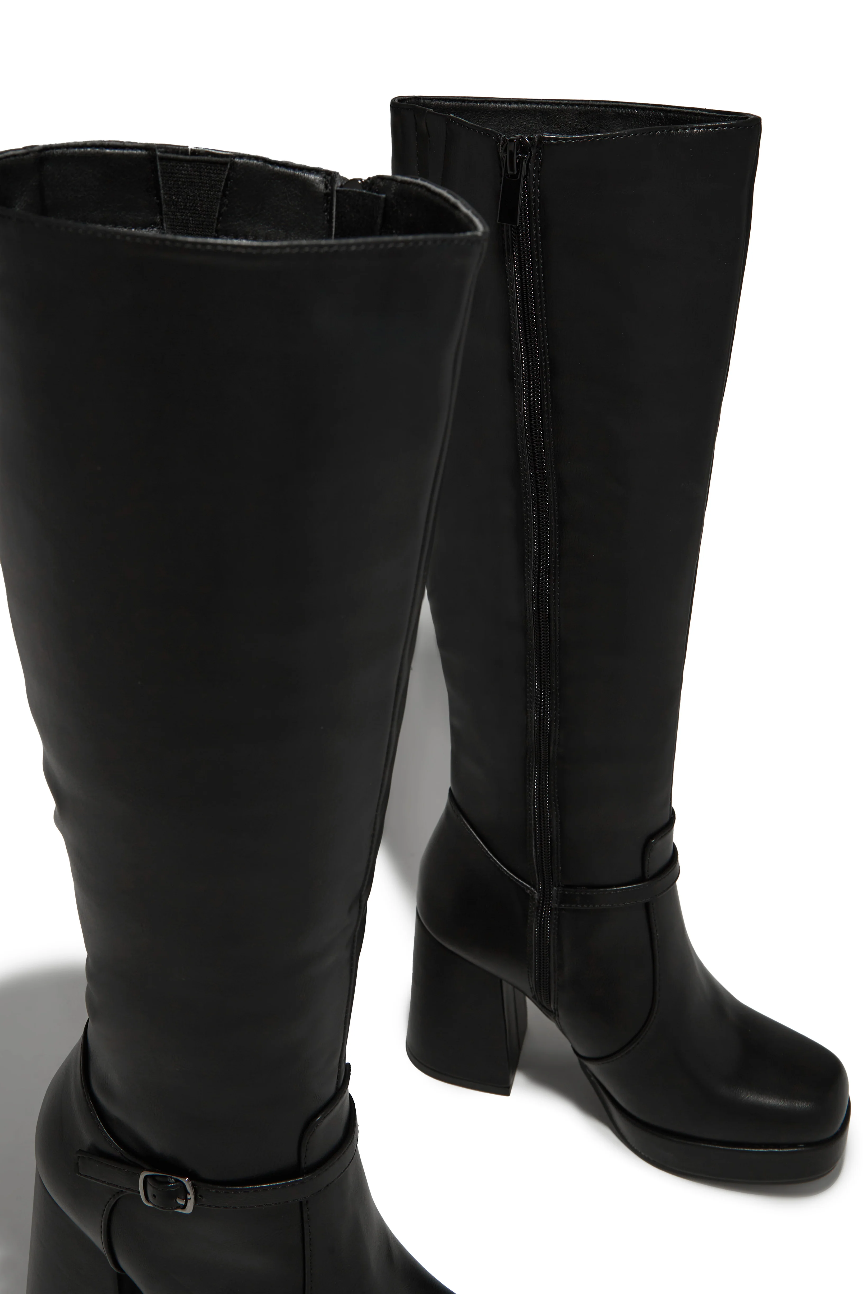Hazelle Platform Block Heel Boots - Black - Image 6