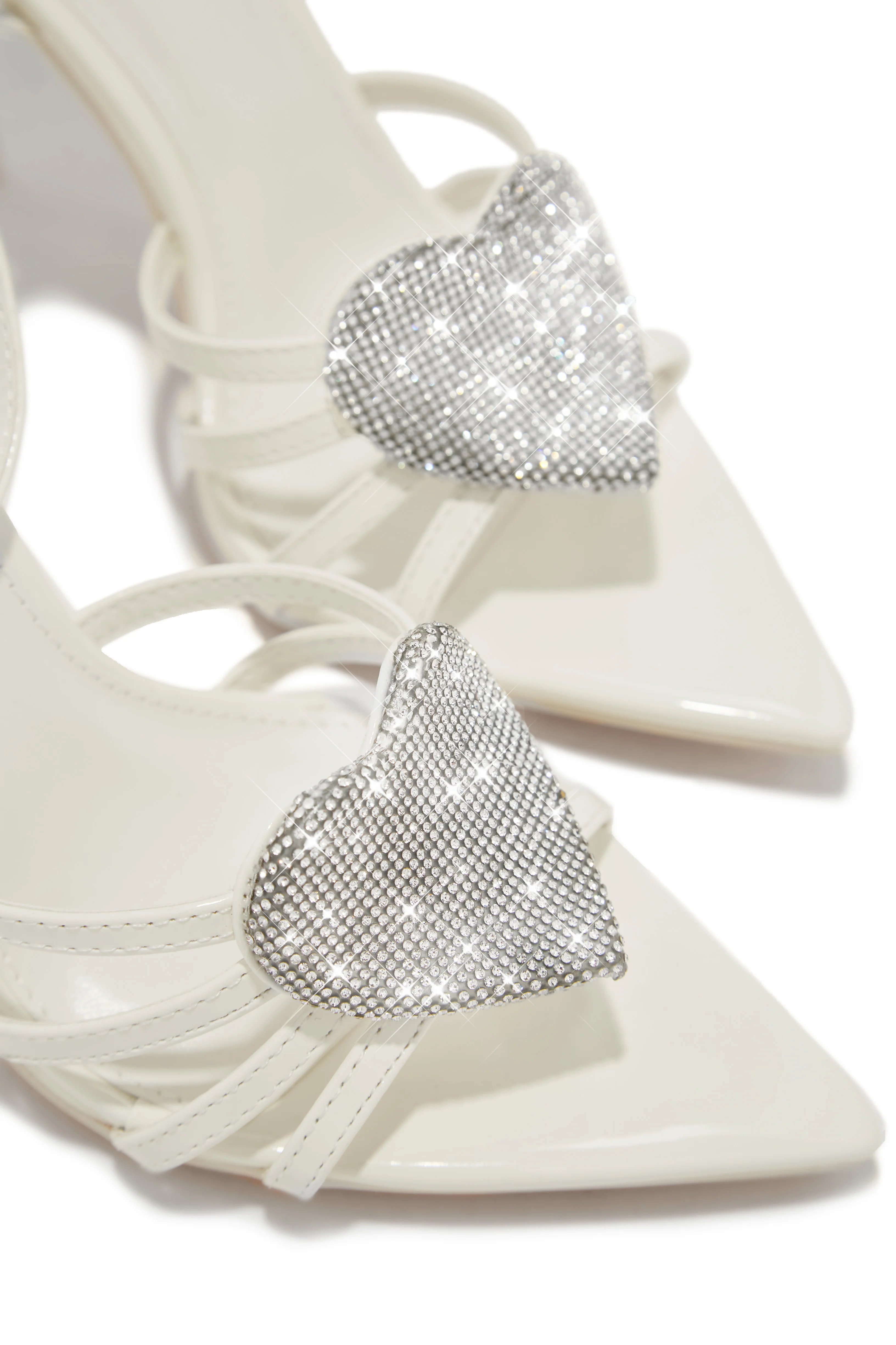 Heartbreaker Heart Embellished High Heels - Cream - Image 4