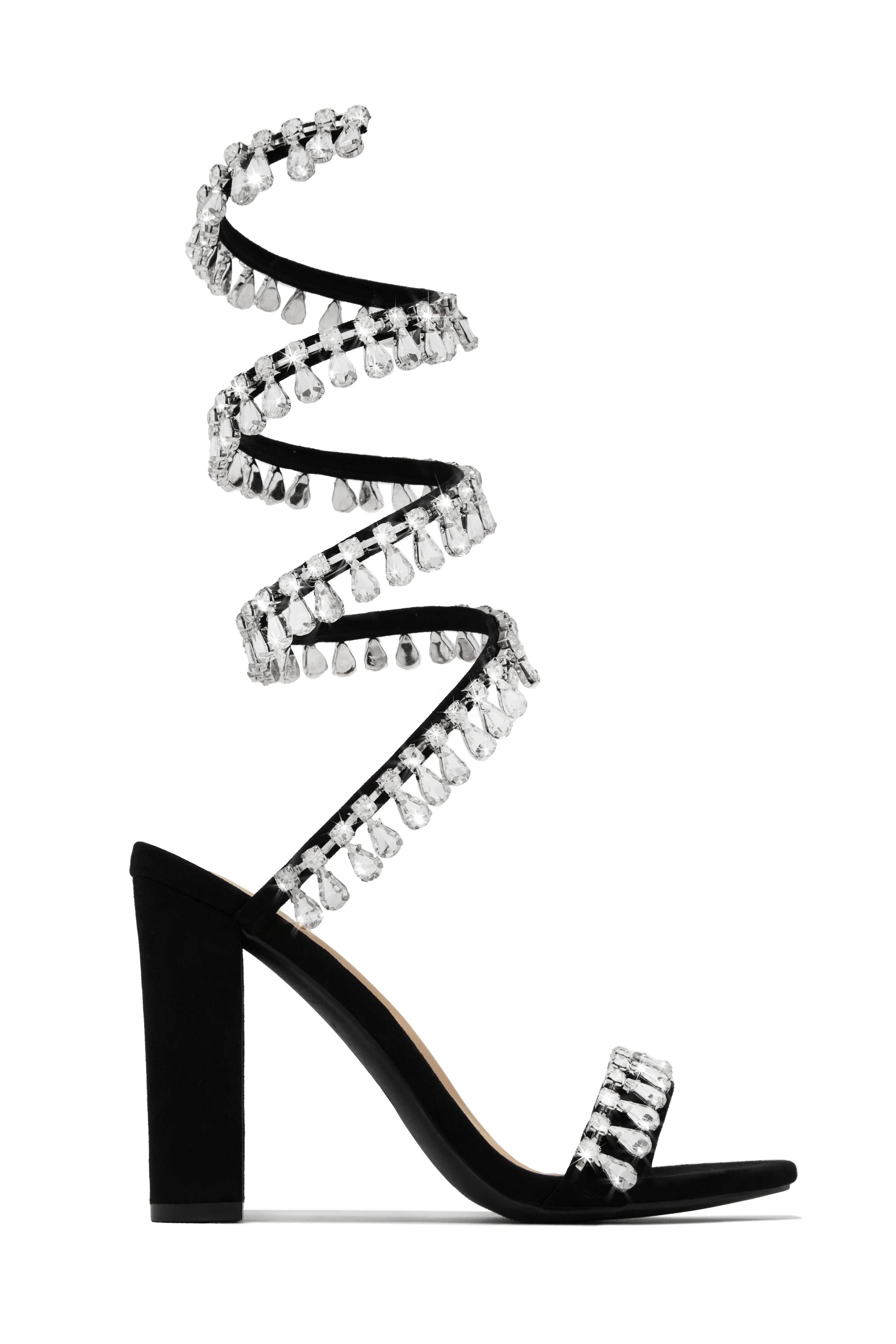 Holiday Party Embellished Around The Ankle Coil Heels - Black - Image 7