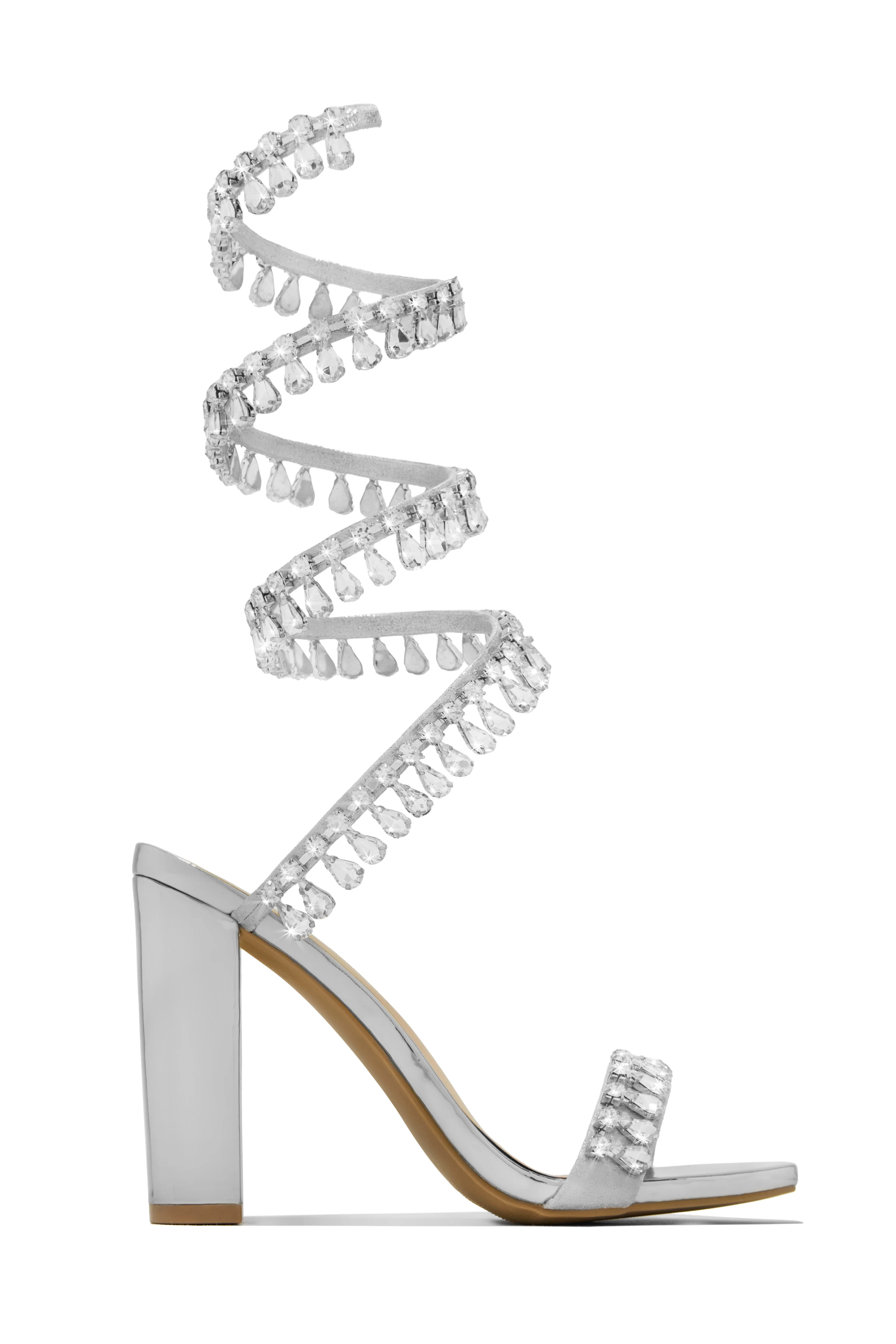 Holiday Party Embellished Around The Ankle Coil Heels - Black - Image 9