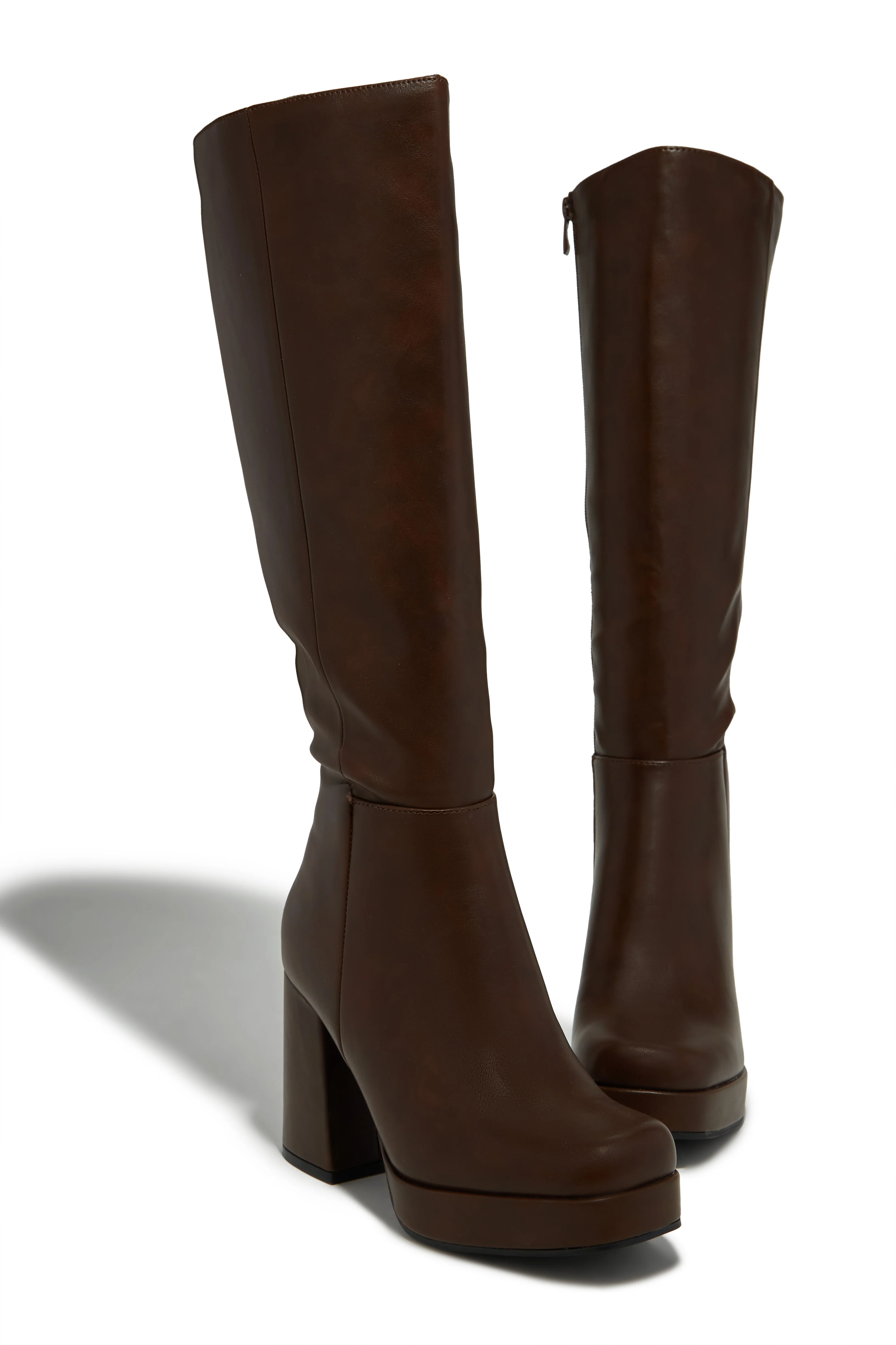 Hudson Platform Block Heel Boots - Brown - Image 2