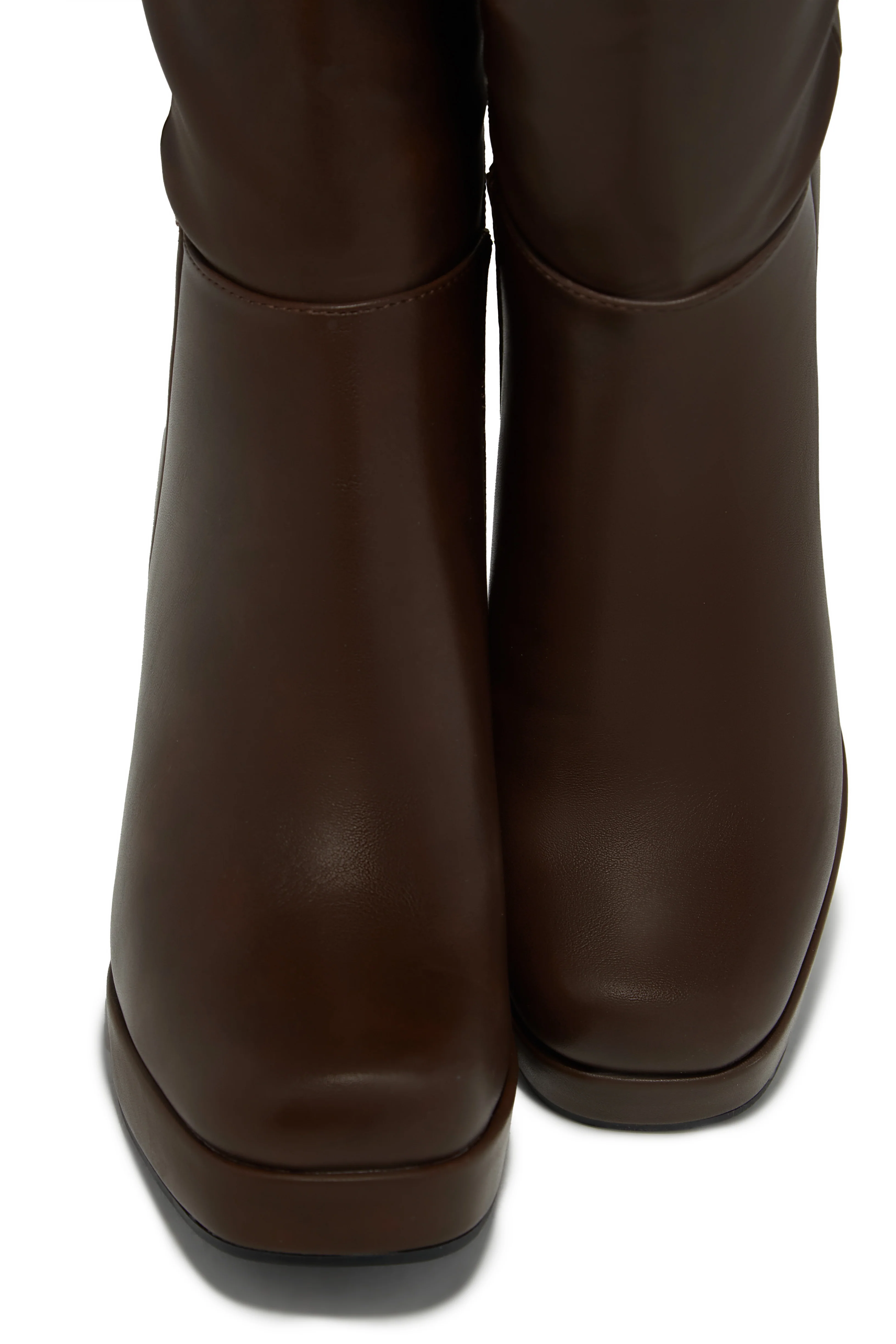 Hudson Platform Block Heel Boots - Brown - Image 4