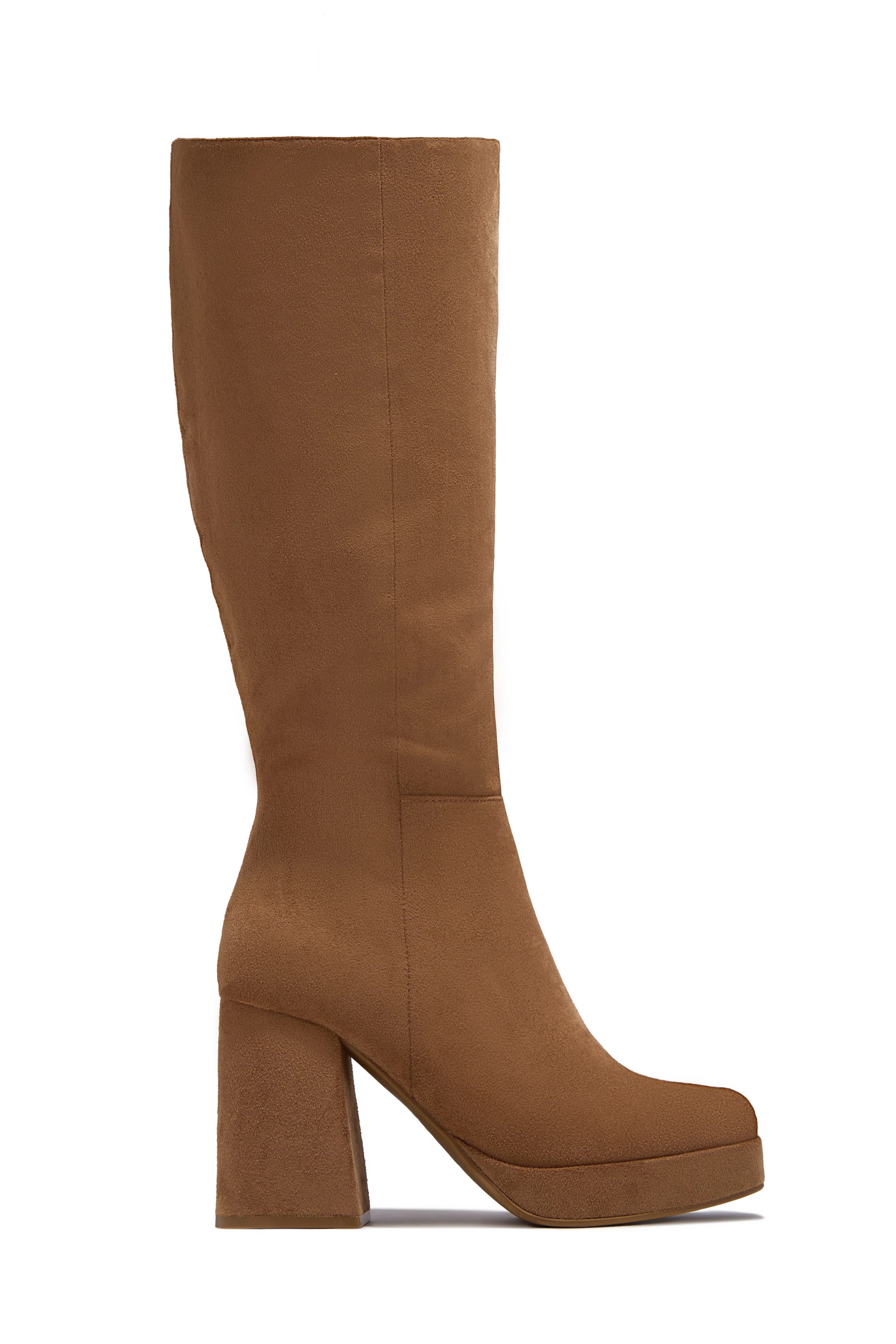 Hudson Platform Block Heel Boots - Camel Suede - Image 5