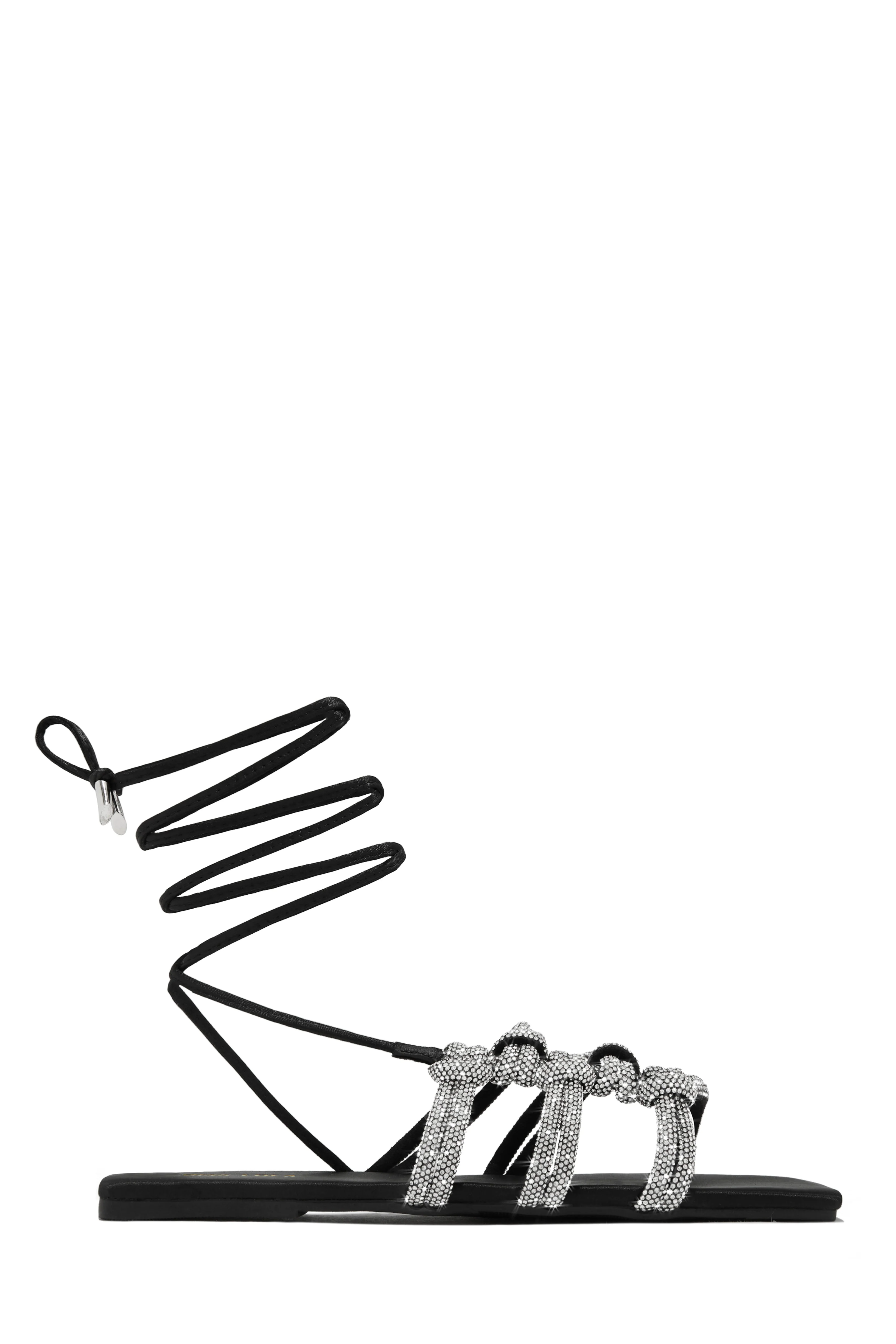 Ibiza Nights Embellished Lace Up Sandals - Denim - Image 6