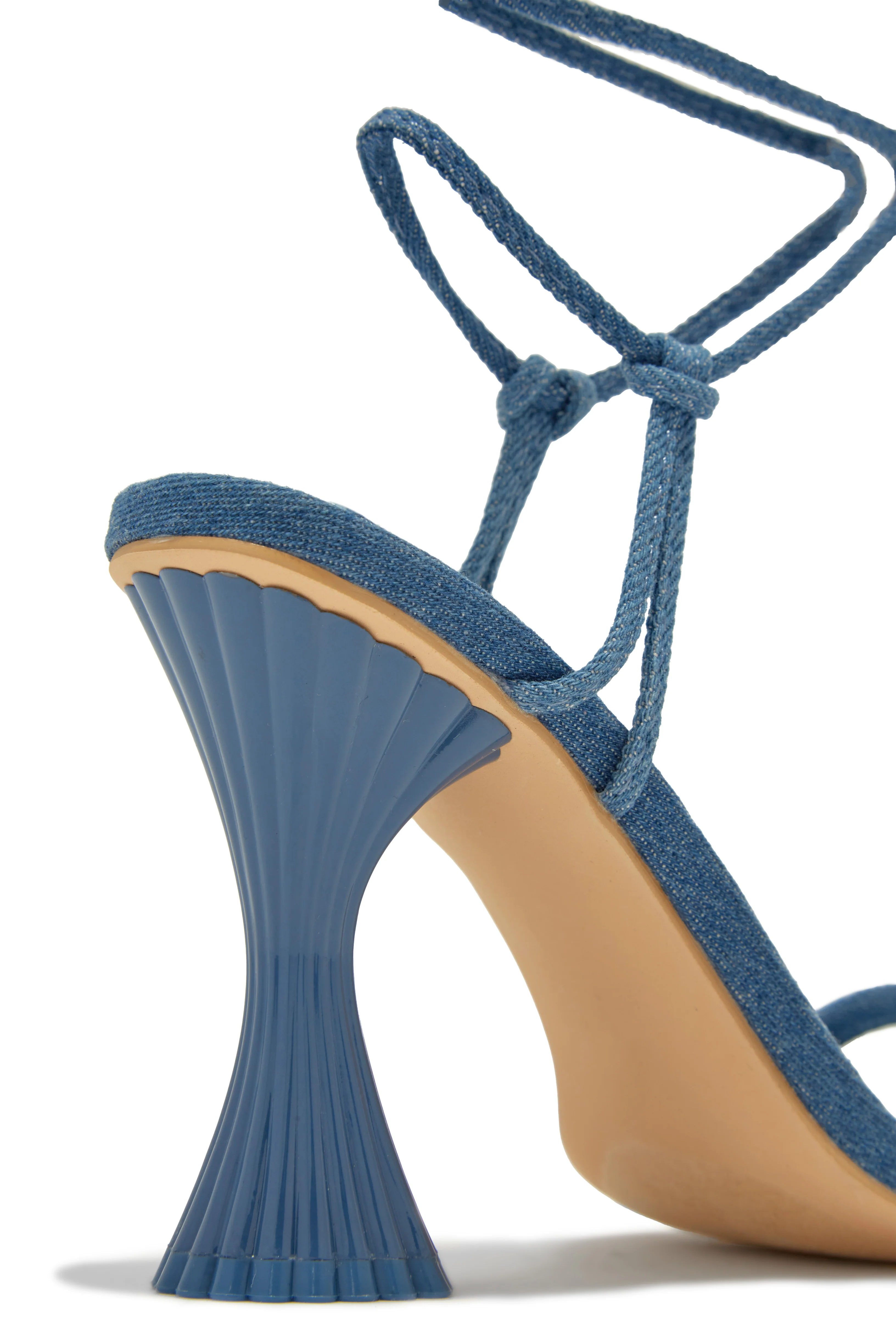 Idalia Lace Up Heels - Denim - Image 3
