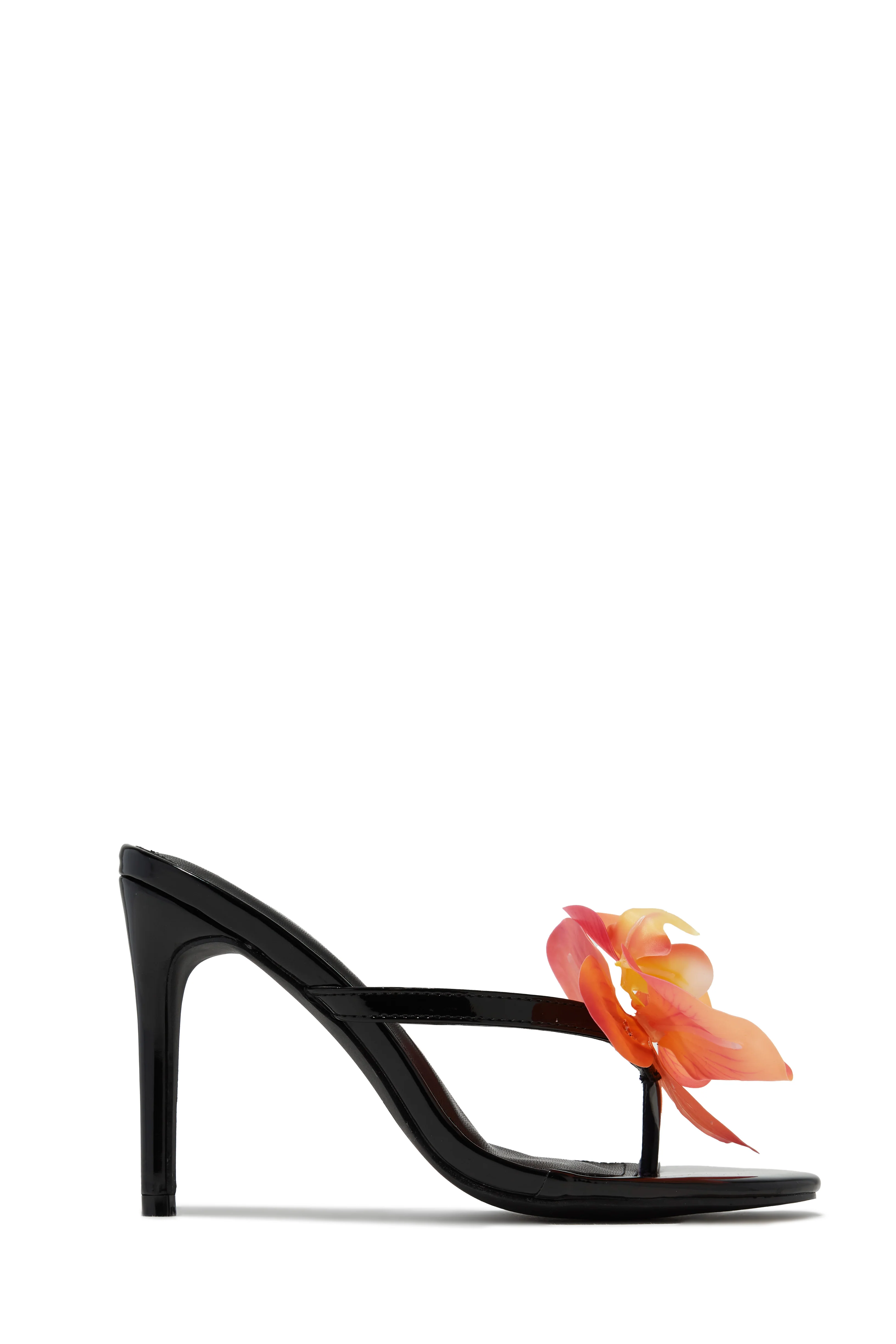 Inara Rosette High Heel Mules - Black - Image 9