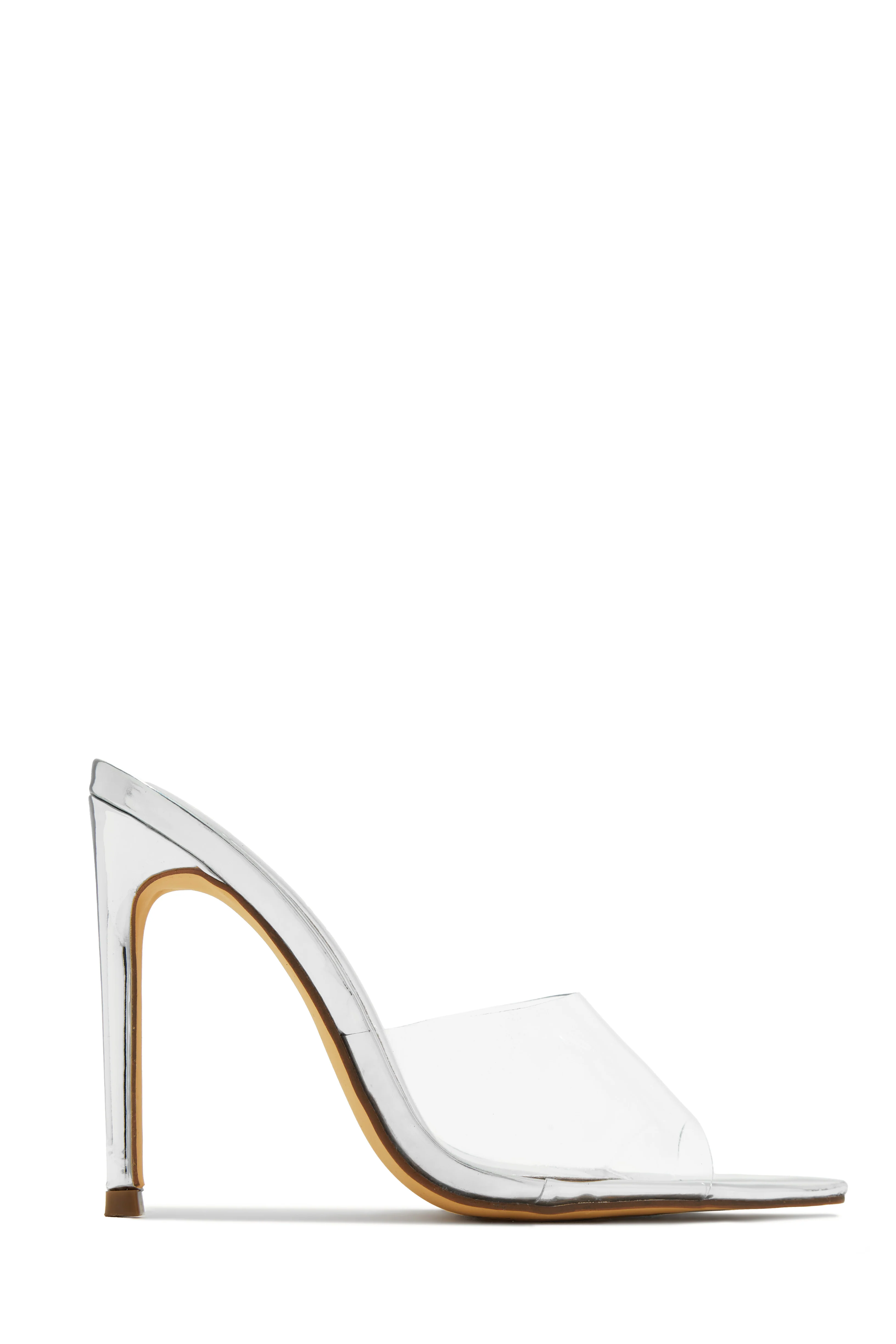 Ionic Clear Strap High Heel Mules - Silver - Image 4