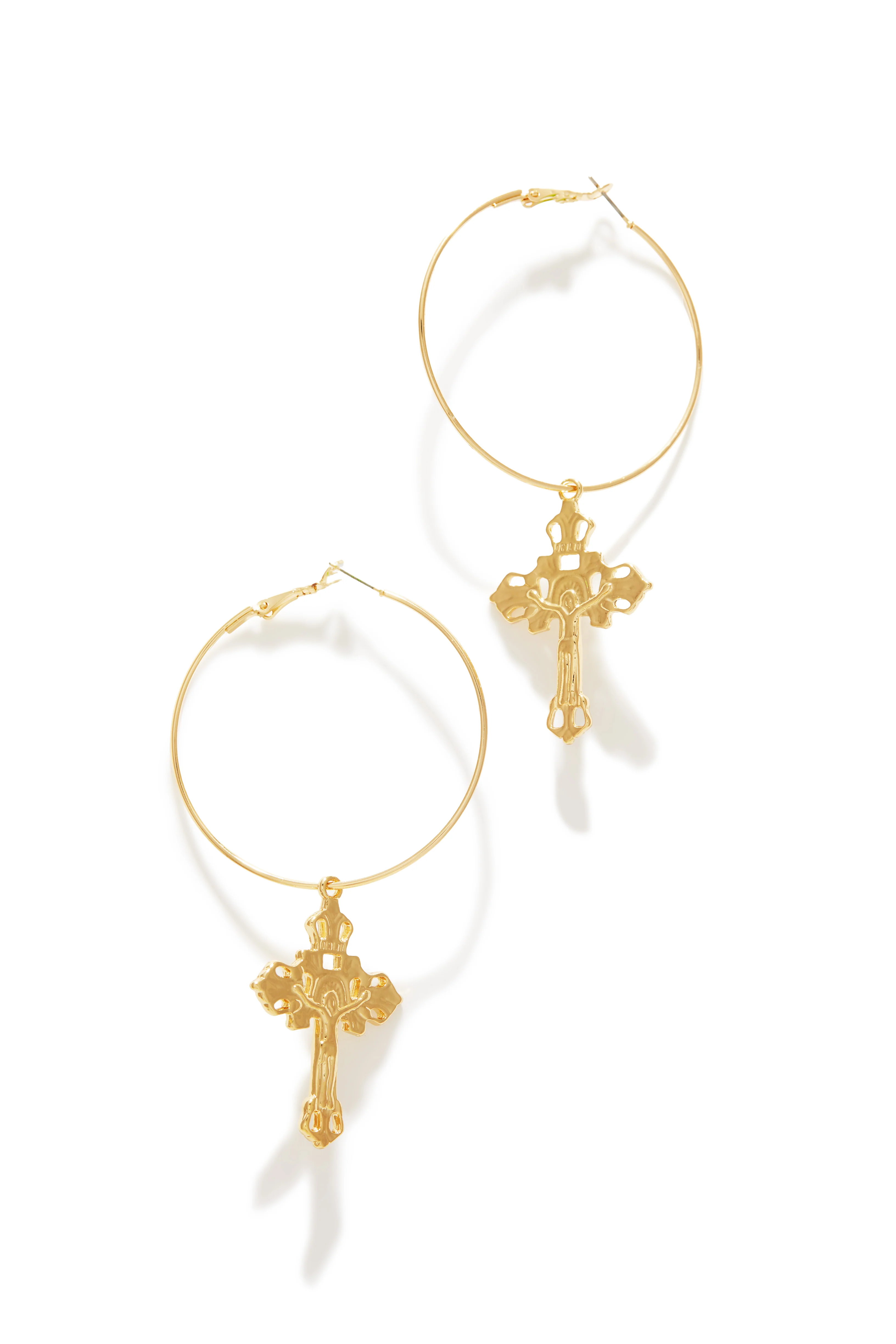Isabella Cross Hoop Earring - Gold - Image 5