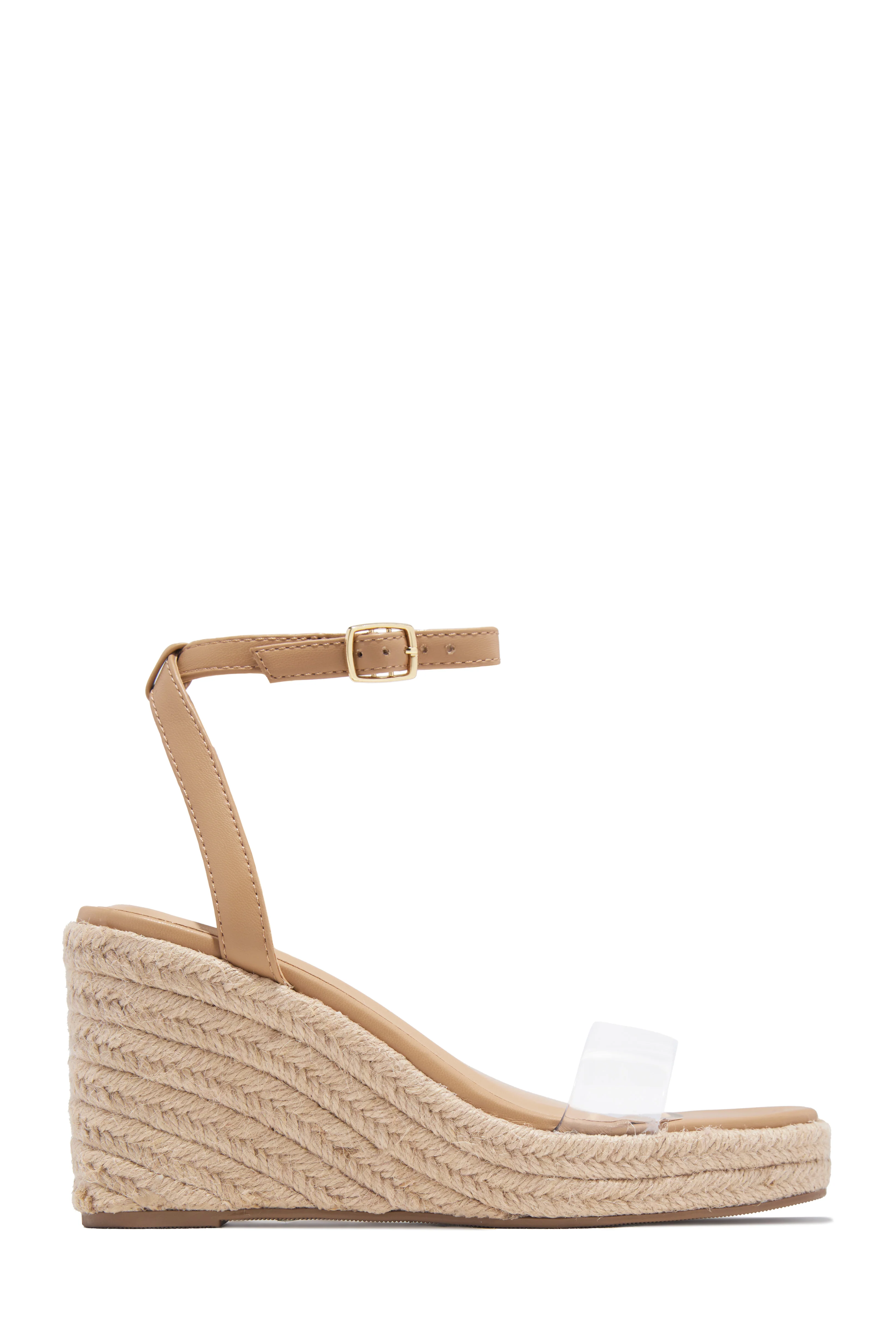 Isani Clear Strap Espadrille Platform Wedges - Natural - Image 3