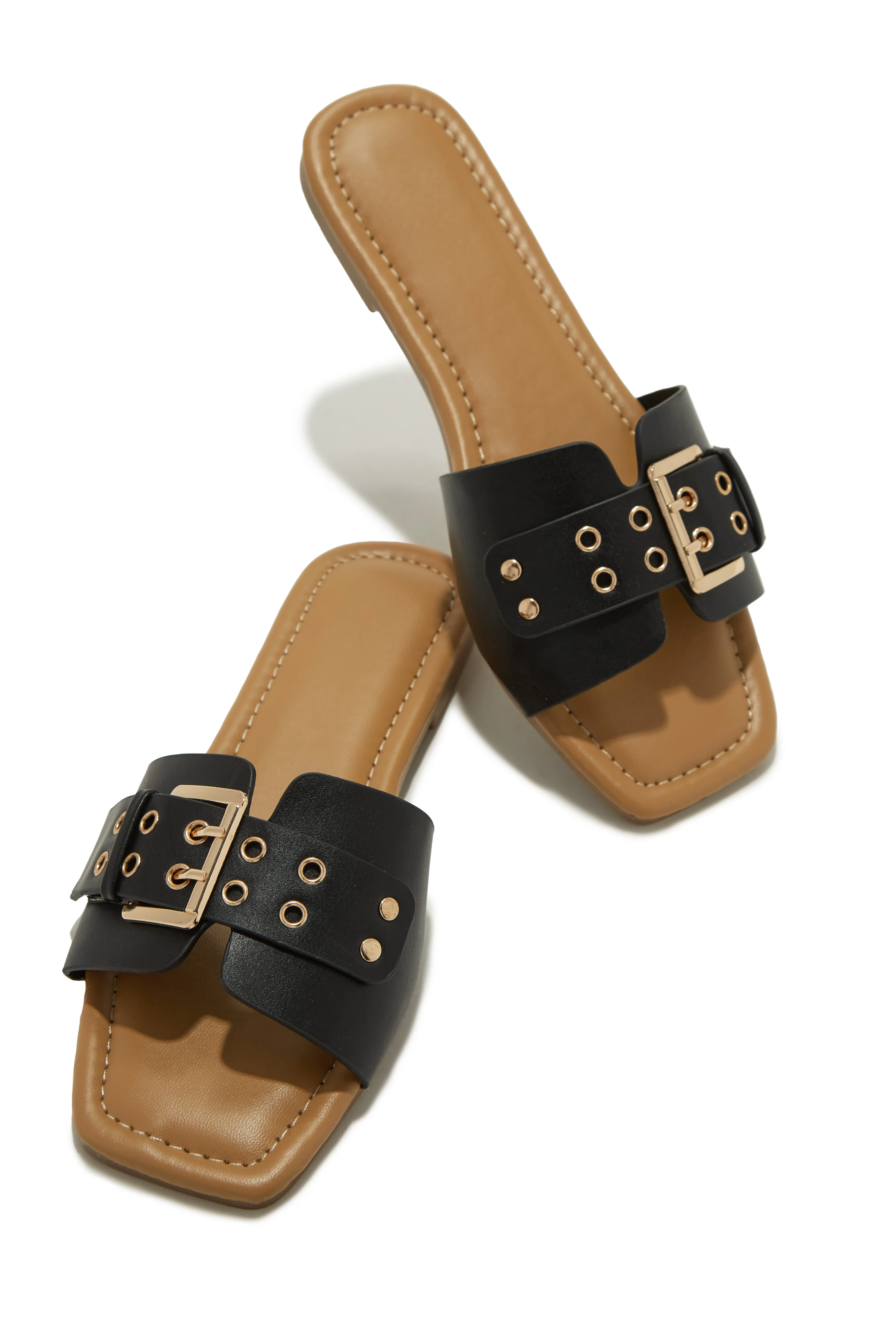 Italian Streets Flat Slip On Sandals - Black - Image 4