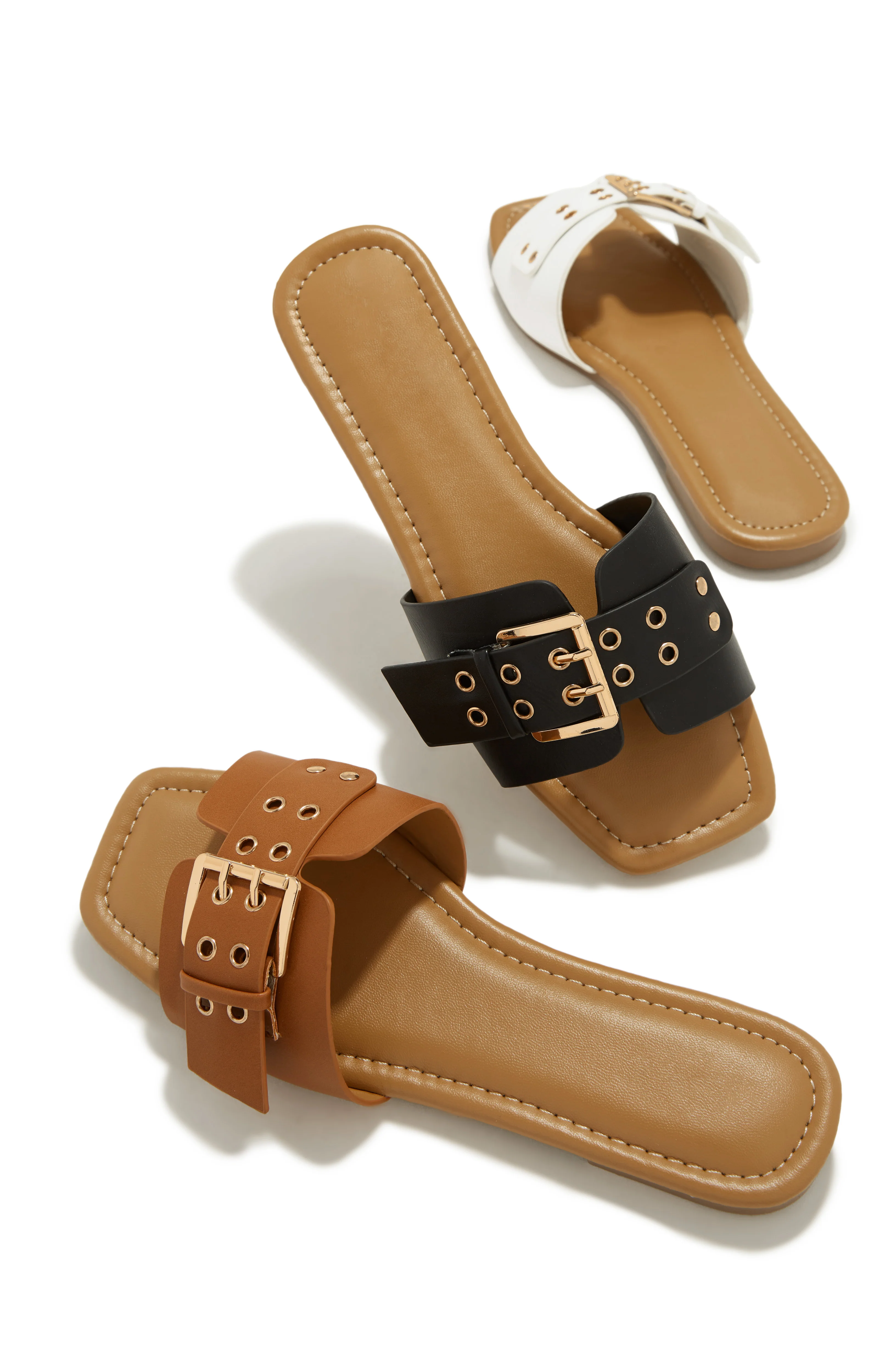 Italian Streets Flat Slip On Sandals - Black - Image 7