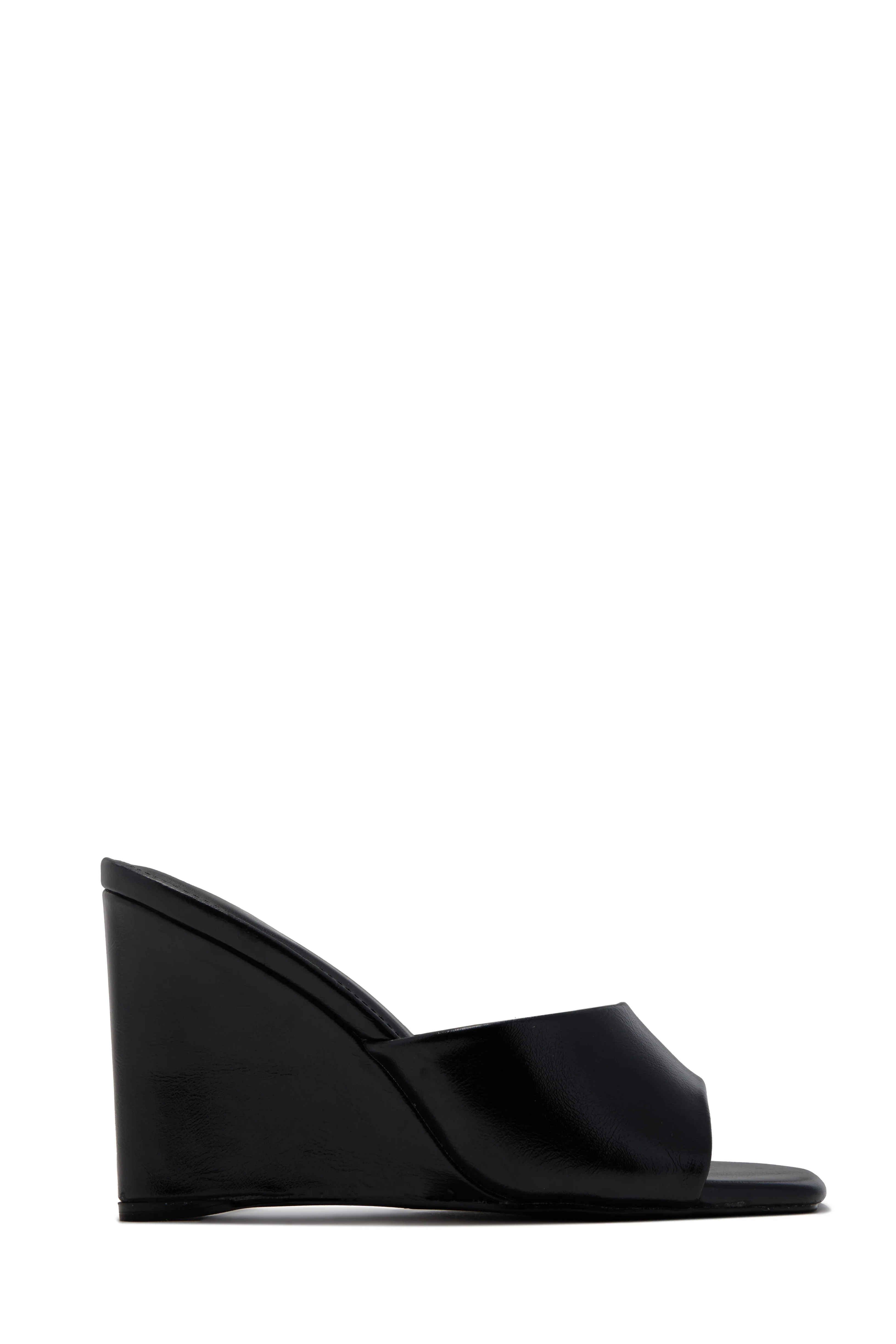 Izzie Slip On Wedge Mule Heels - Black