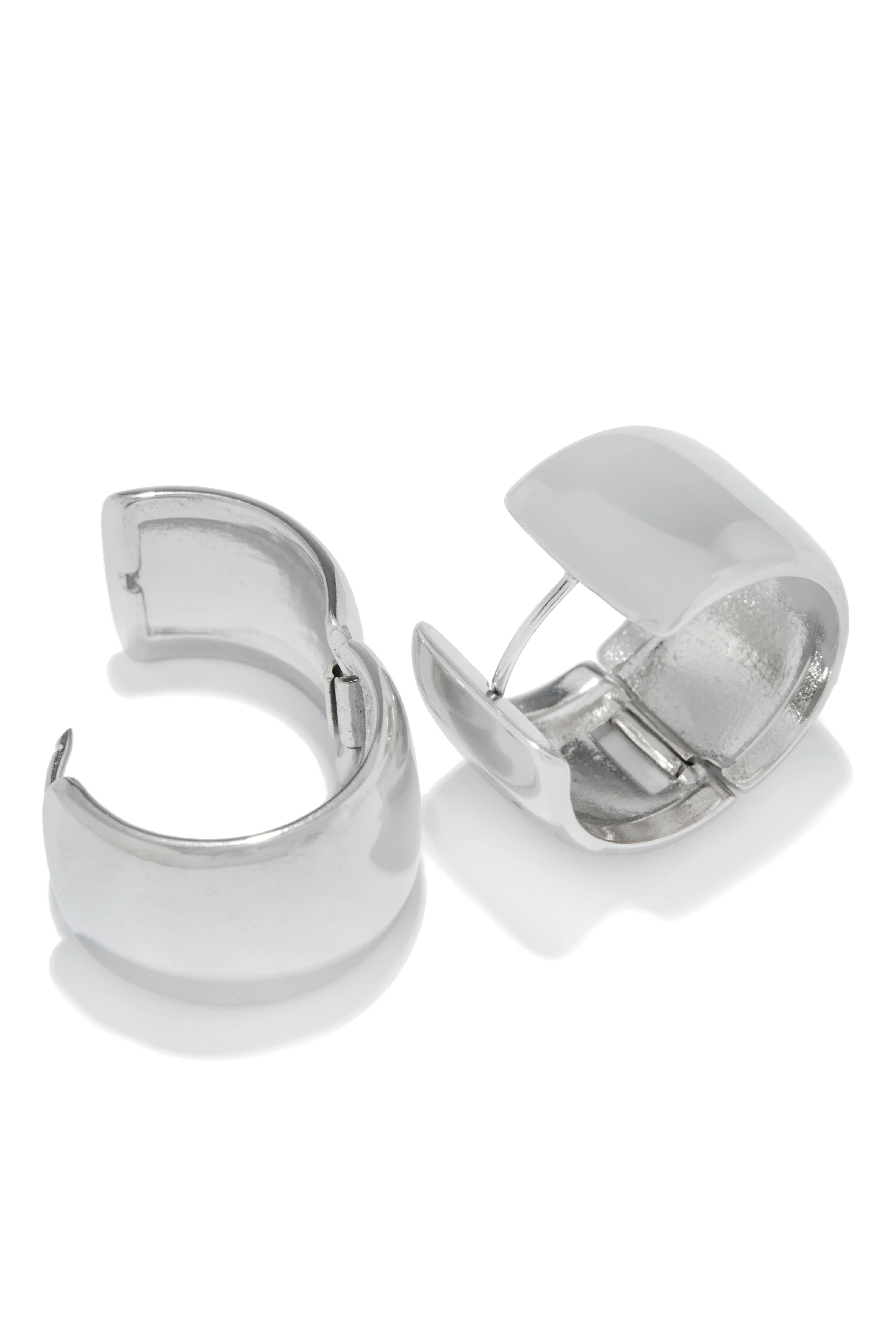 Jacey Chunky Hoop Earring - Silver - Image 3