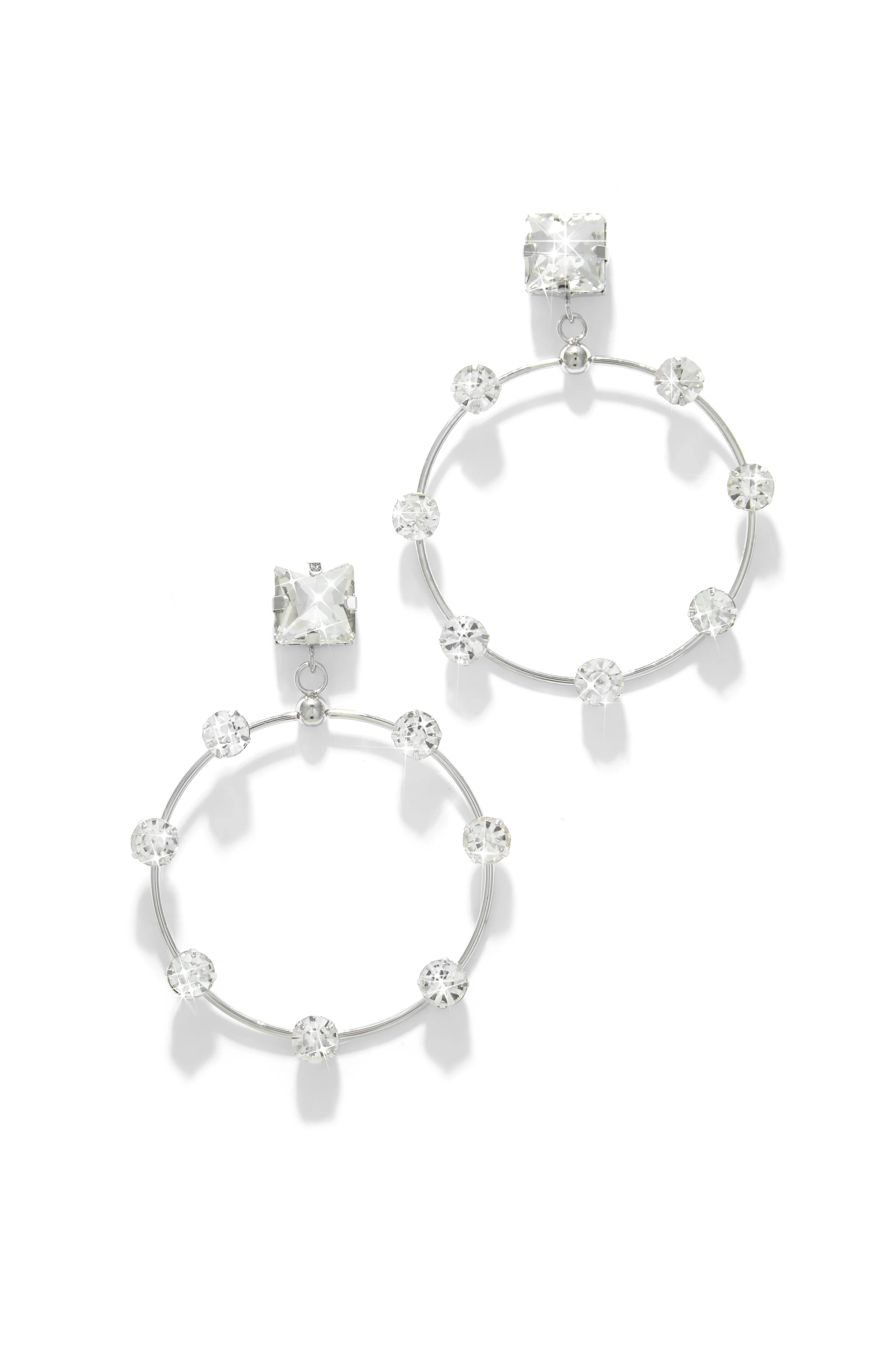 Jayla Embellished Statement Earring - Silver - Image 2