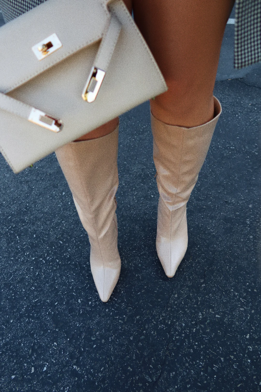 Jaylin Mid Heel Boots - Nude - Image 2