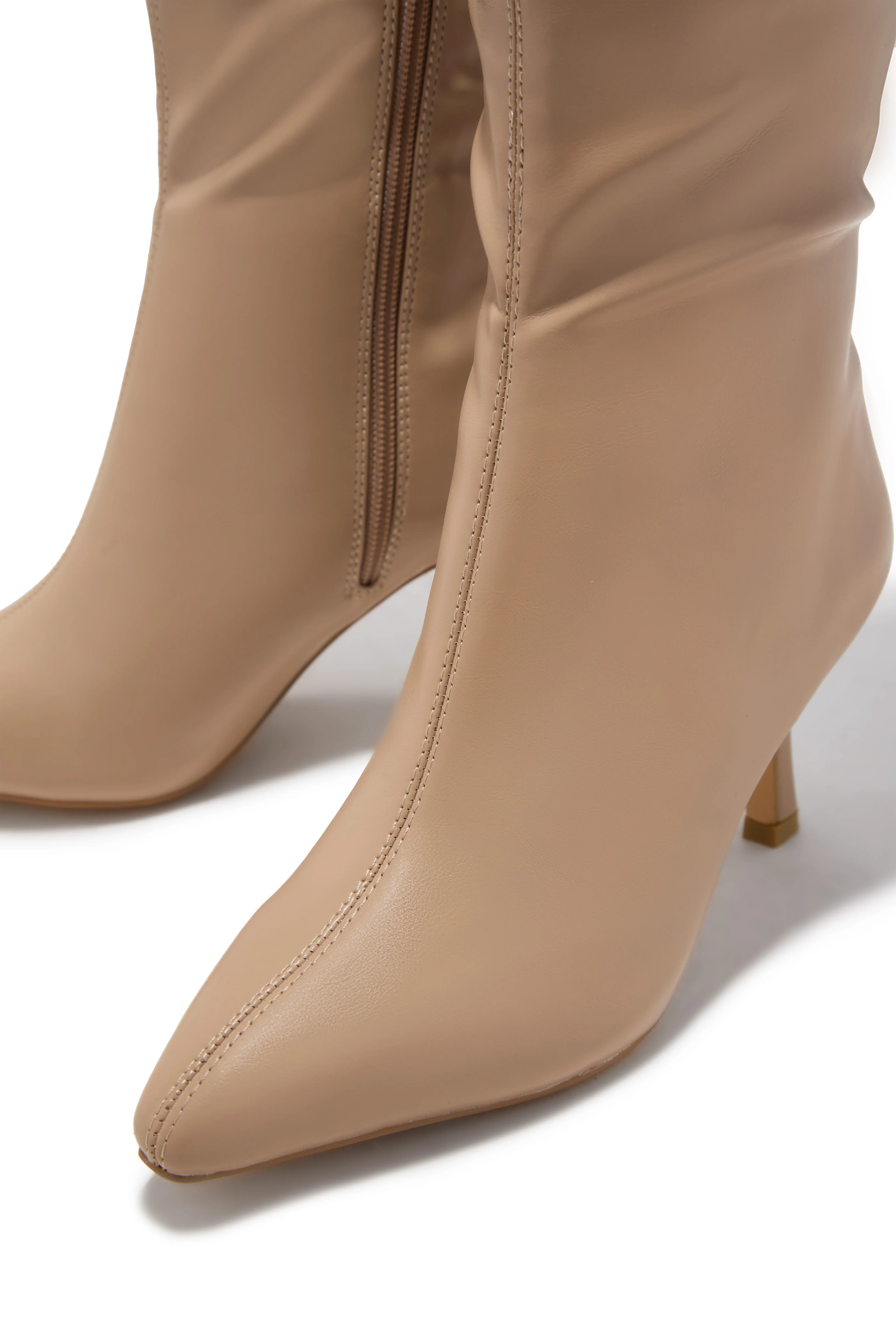 Jaylin Mid Heel Boots - Nude - Image 5