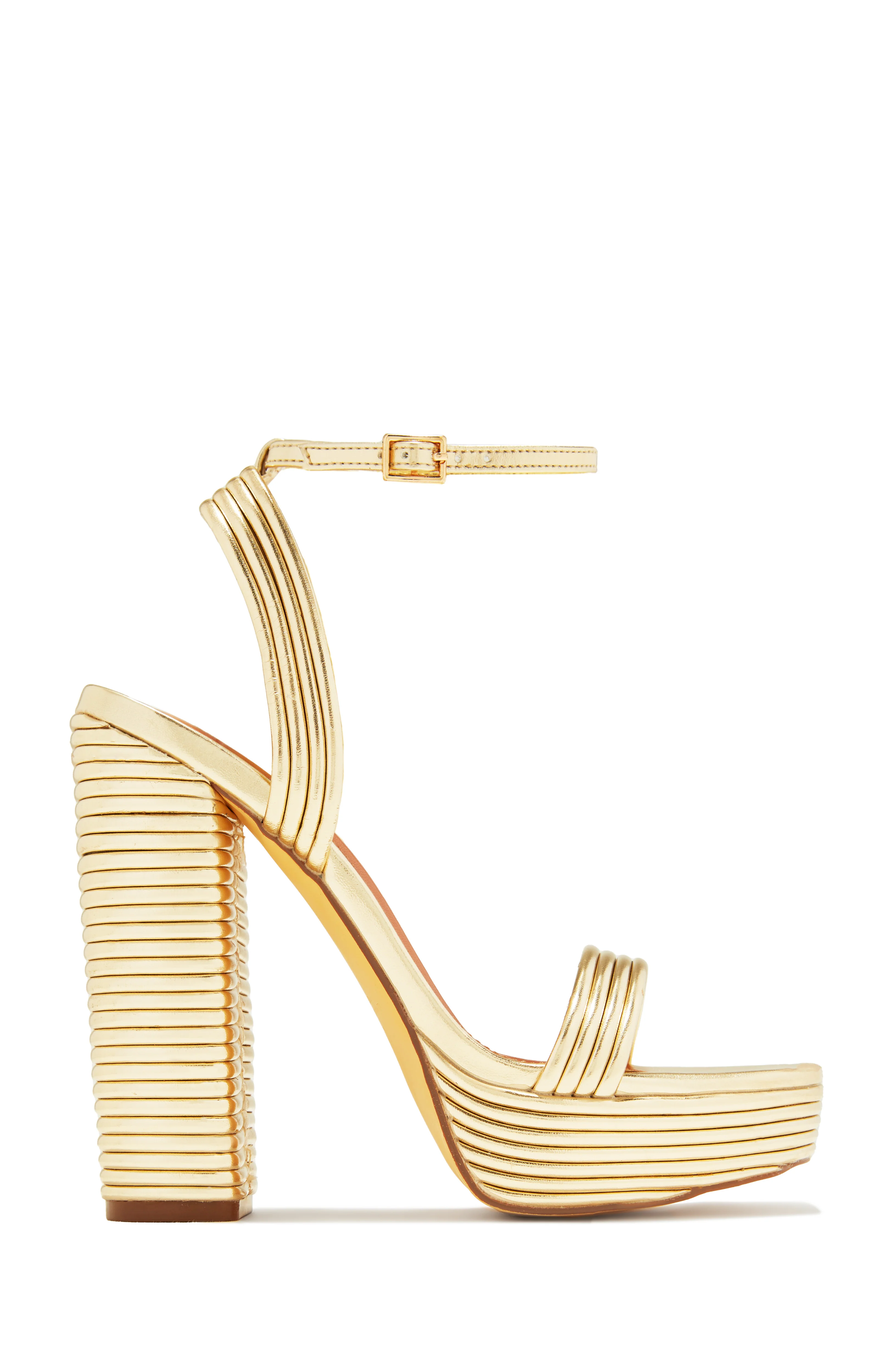 Jazzlyn Platform Block Heels - Nude - Image 9