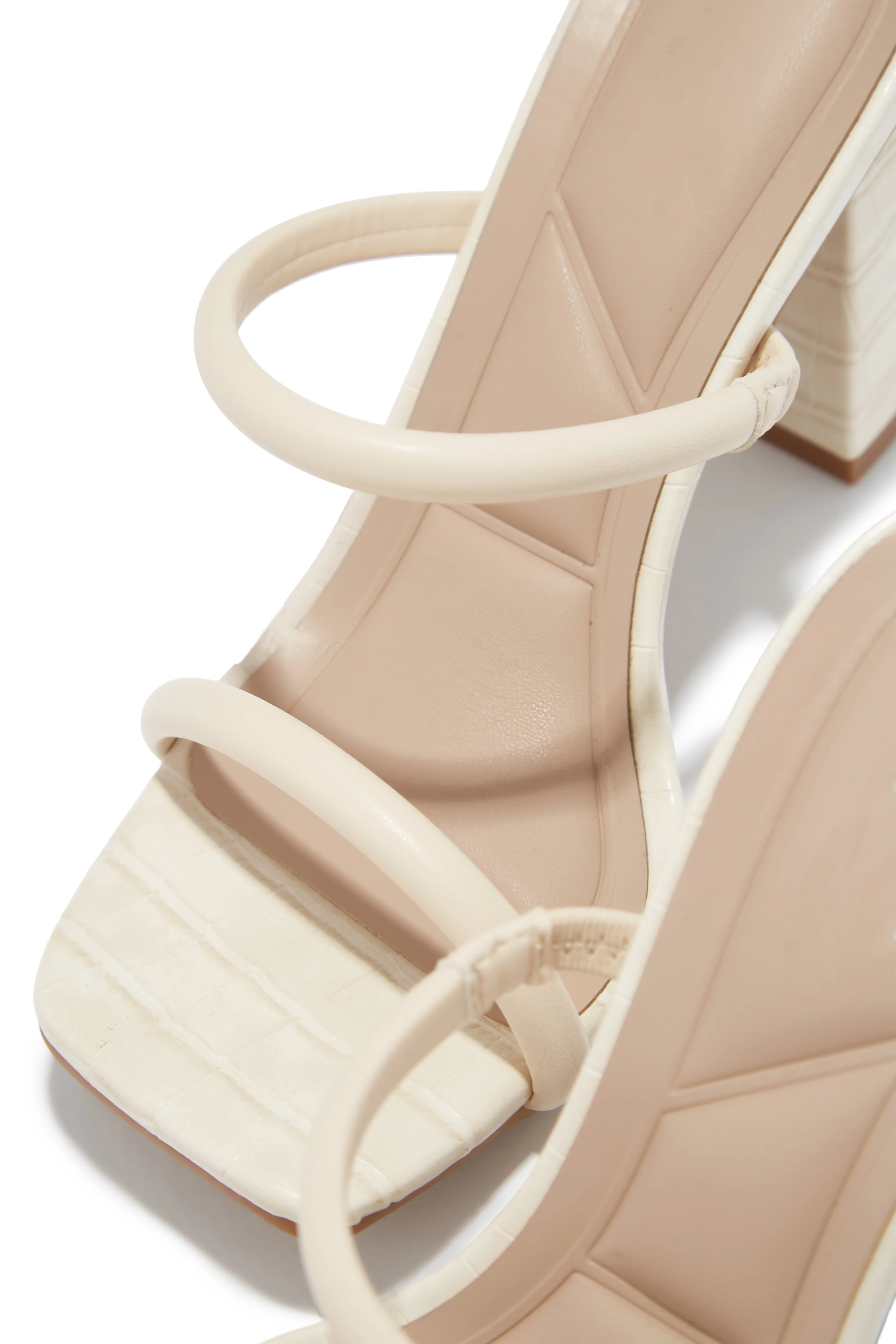Jenna Block Heel Mules - Beige Croc - Image 5