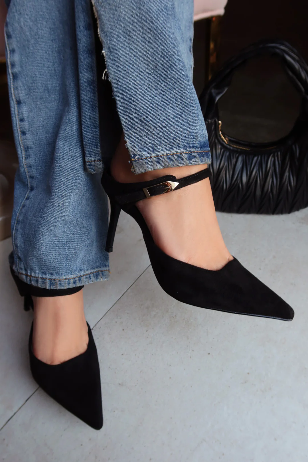 Kaley Mule Heel Pumps - Black - Image 6
