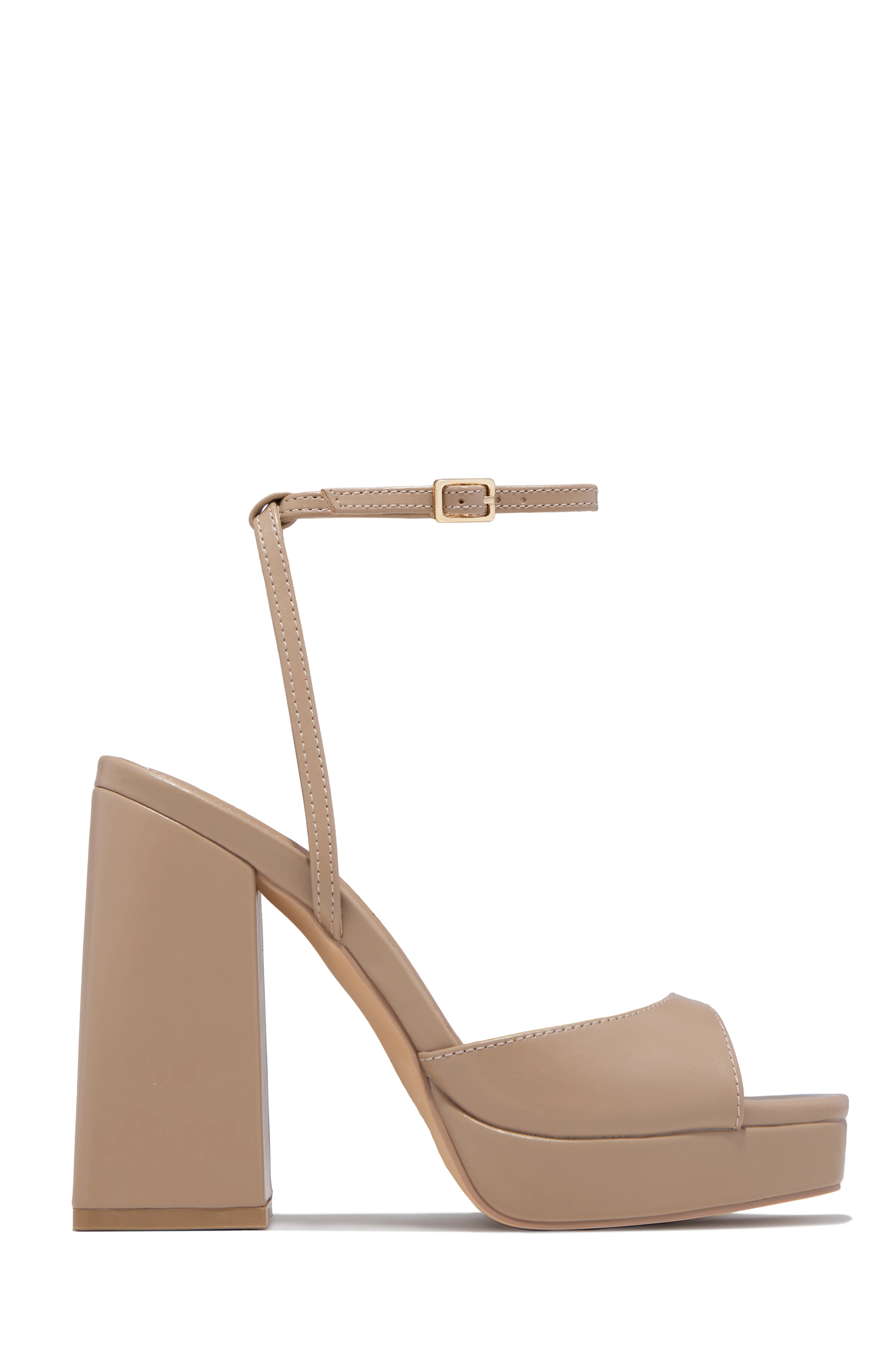 Kami Platform Block Heels - Nude - Image 4