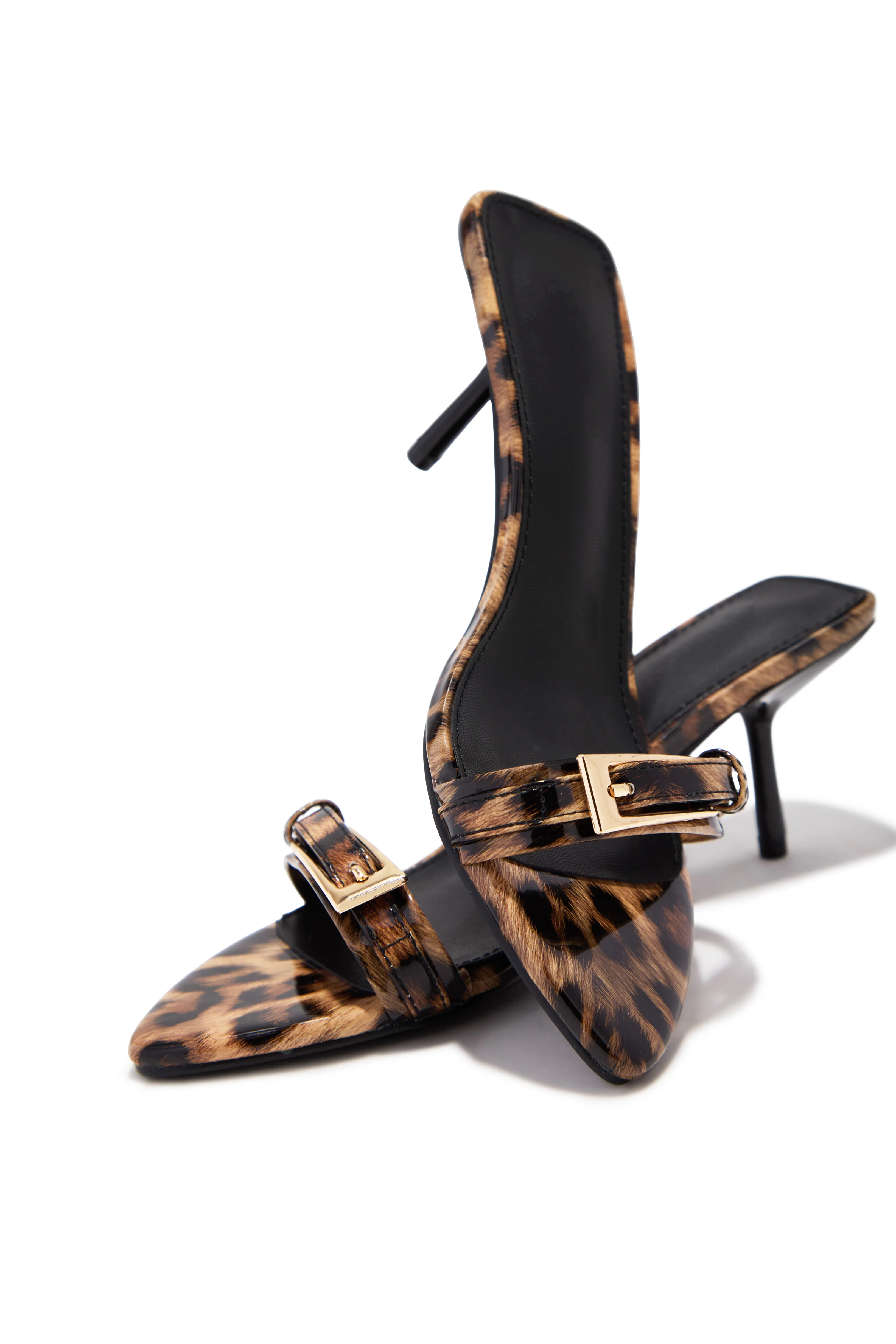 Karyn Mid Heel Mules - Leopard - Image 4