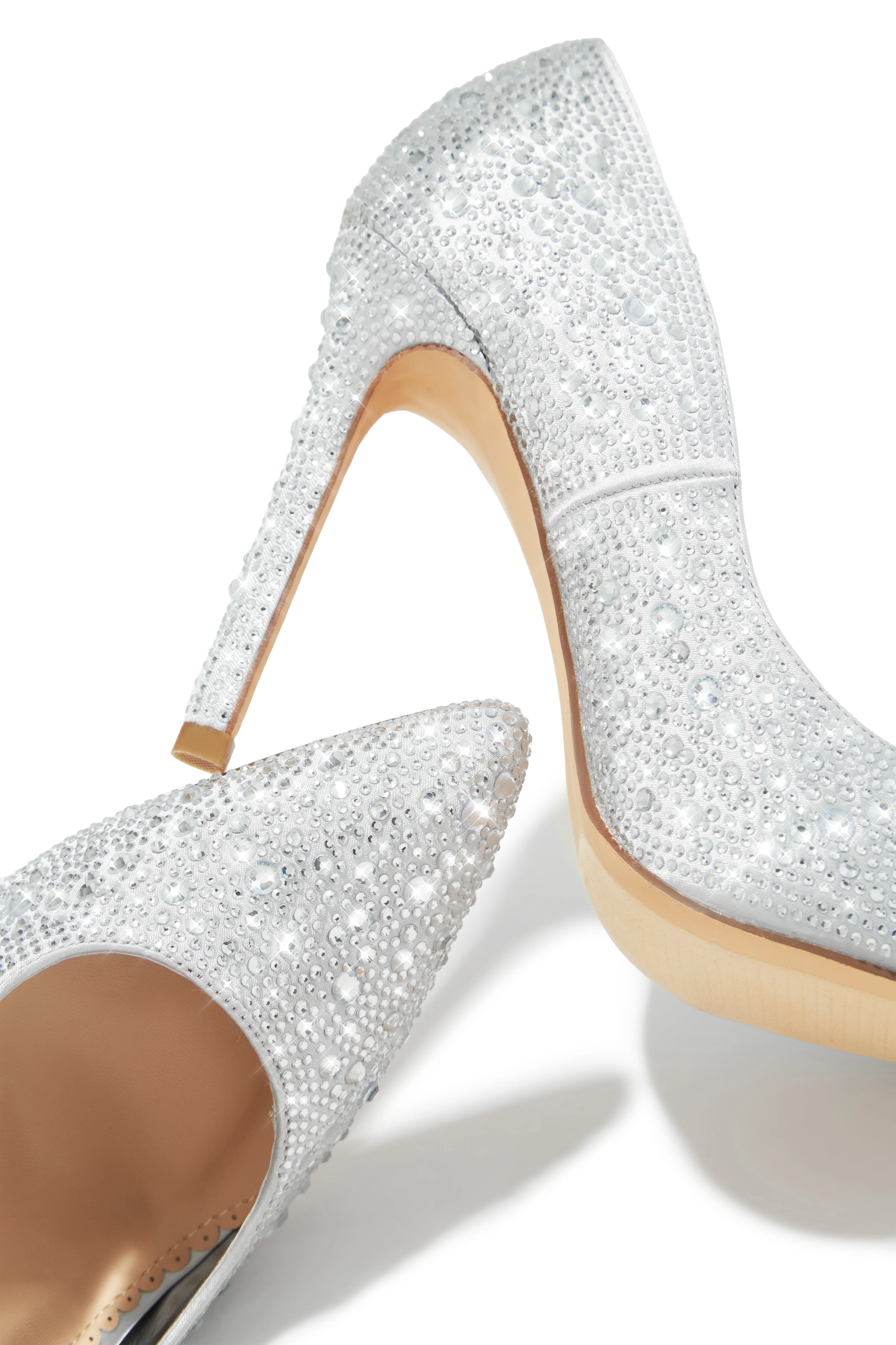 Kelly Embellished High Heel Pumps - Silver - Image 3