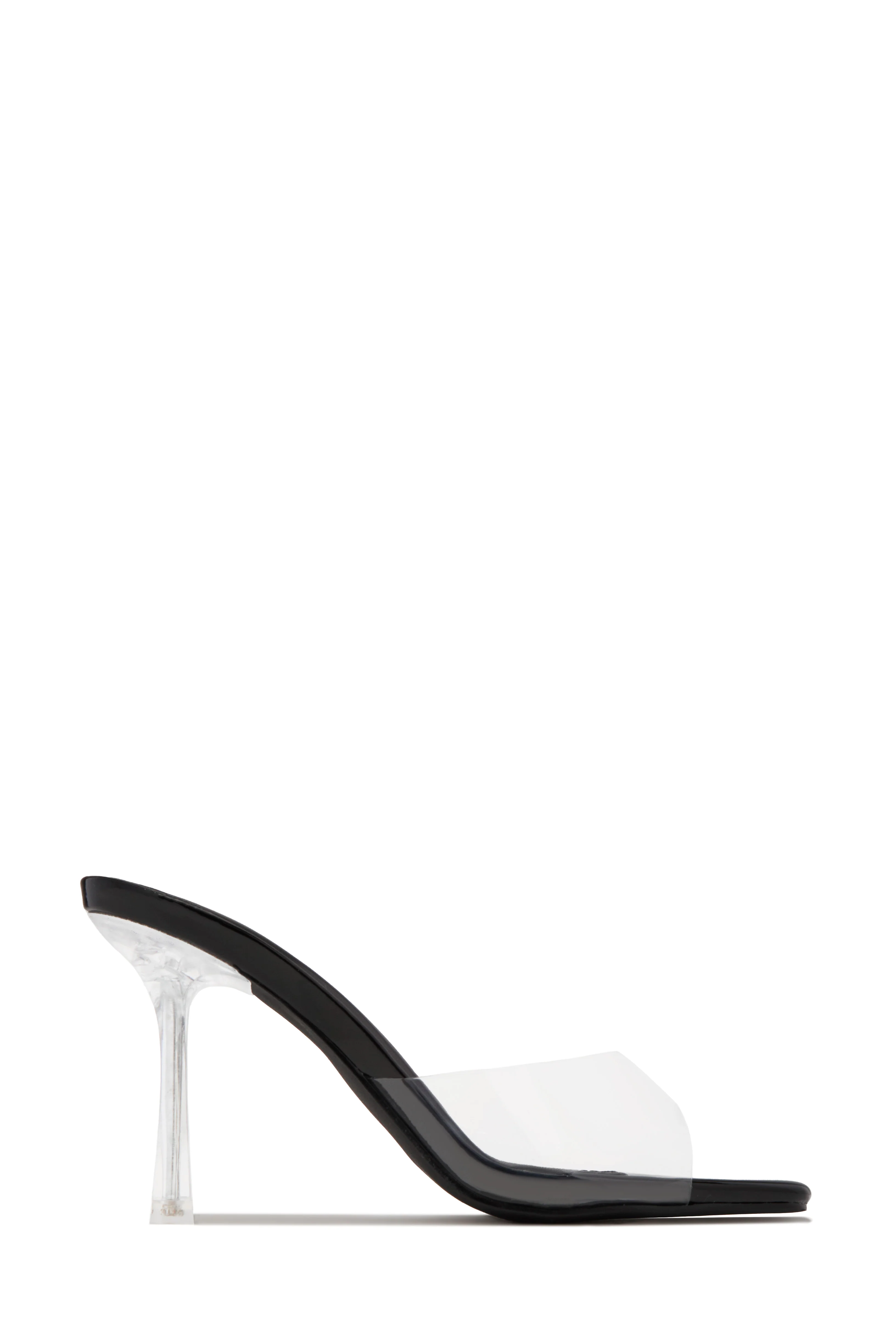 Kendal Clear Strap Mid Heel Mules - Black - Image 5